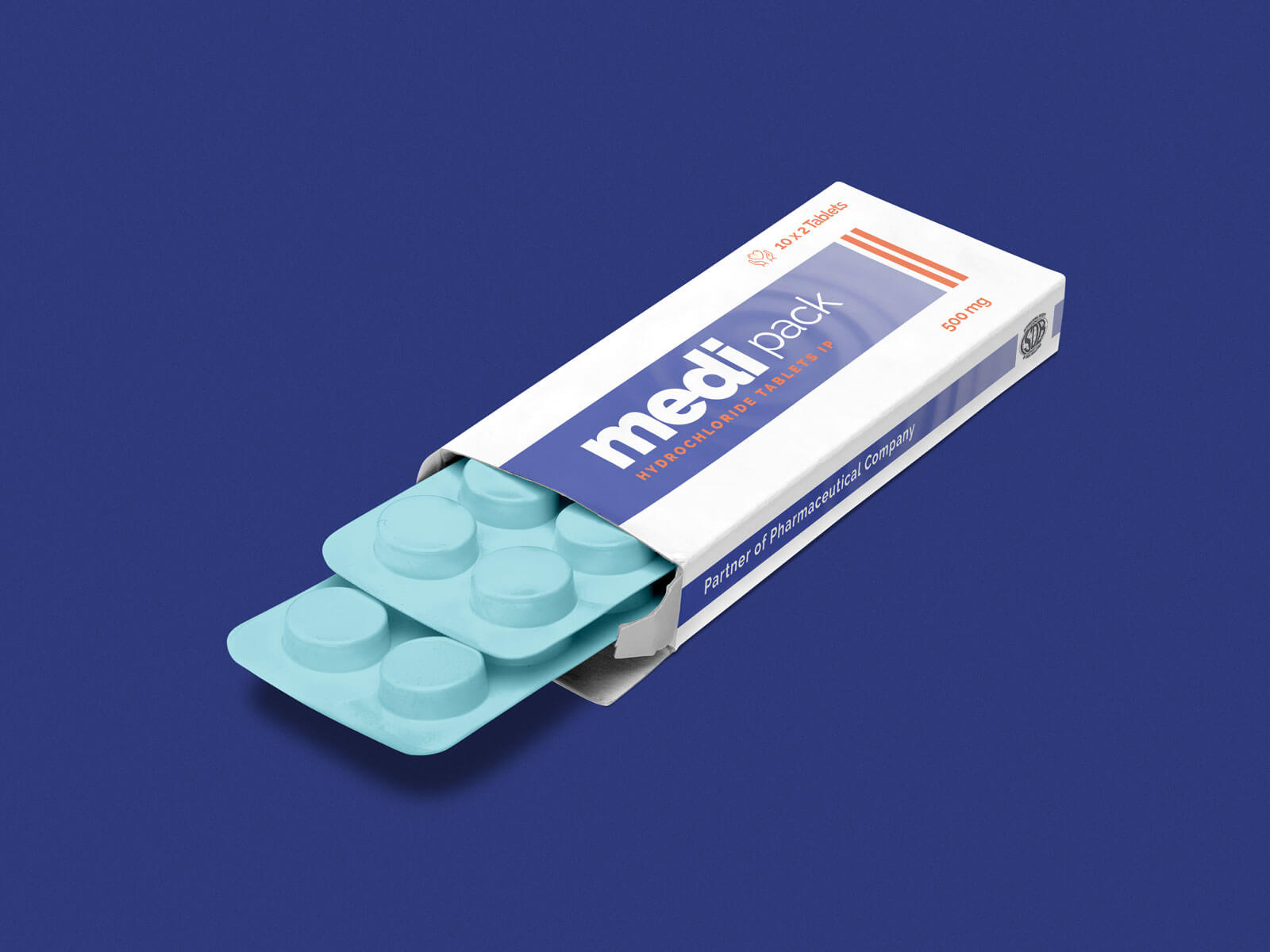 Pharmaceutical Pill / Tablet Box Packaging Mockup