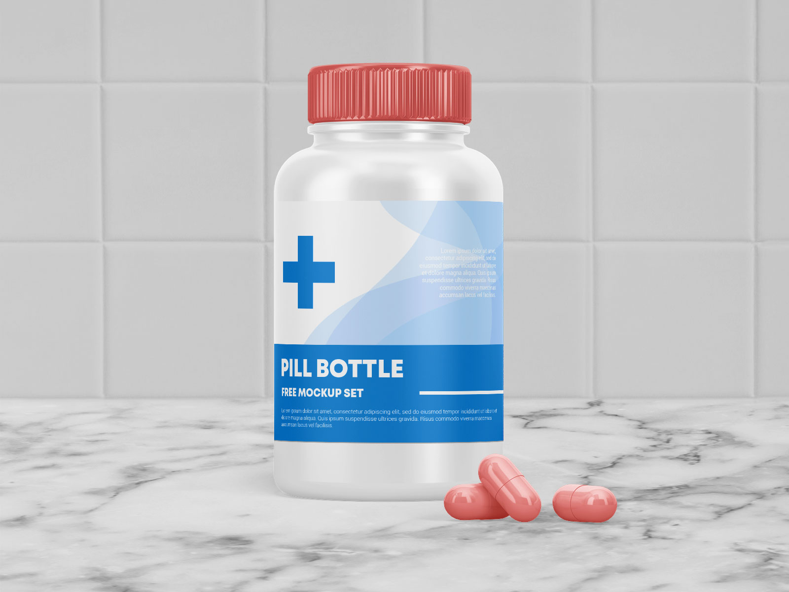 Pille / Tablet -Medizin Plastikflasche Mockup Set