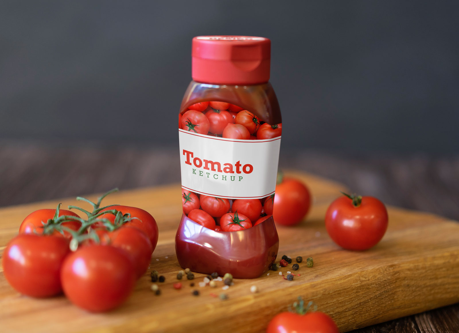 Kunststoff -Tomaten -Ketchup -Sauce / Paste -Flaschen -Etikett Mockup
