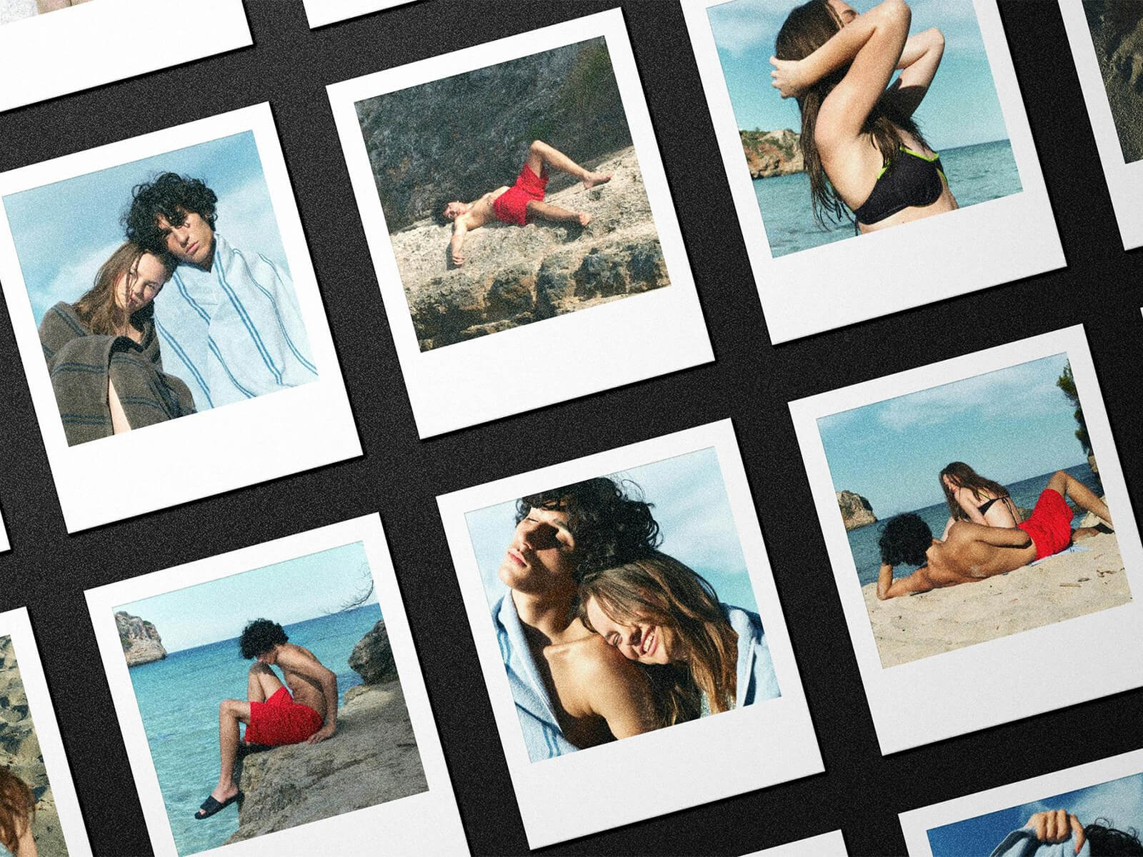 Polaroid Instant Cards Photo Grid Mockup