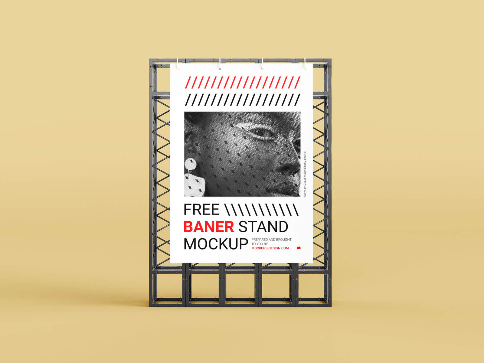 スチール構造スタンドのモックアップセットのポスター /バナー