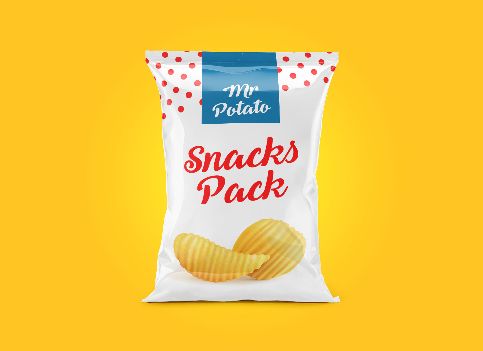 Potato Chips Snack Pack Packaging Mockup