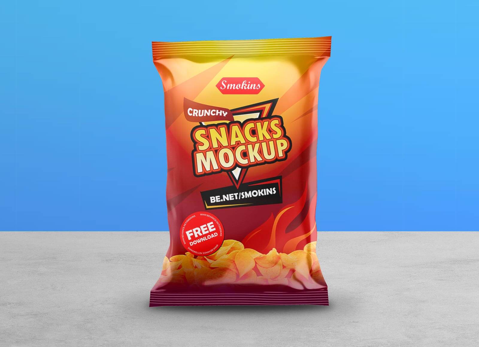 Kartoffel -Chips -Snack -Taschen Verpackung Mockup