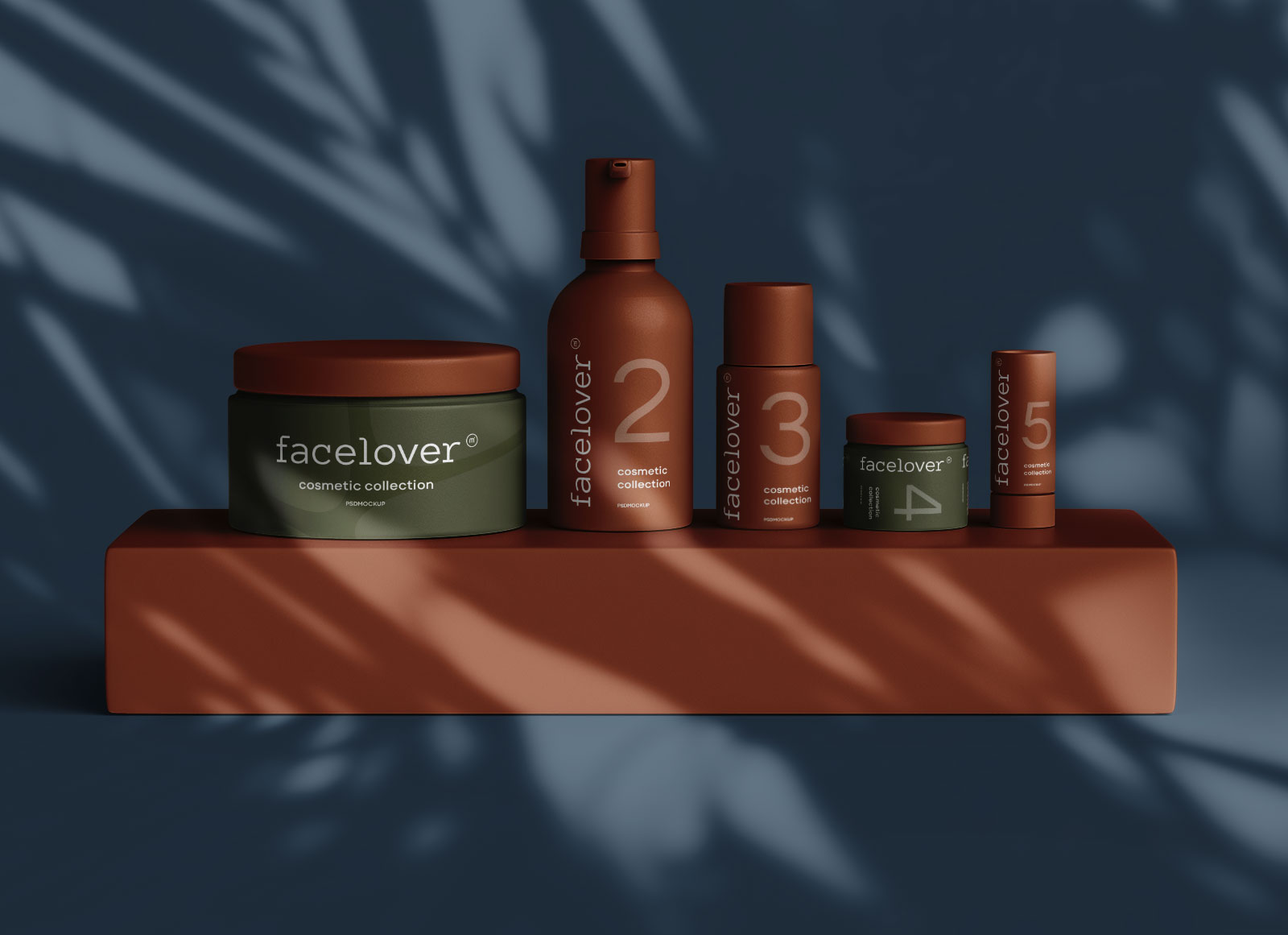 Premium Cosmetic Bottle & Jars Mockup With Shadow