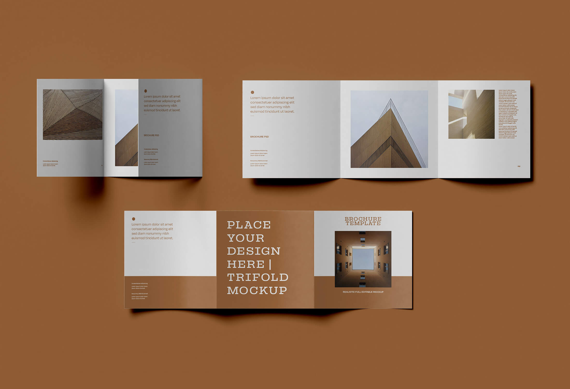 Premium Square Tri-Fold Broschüre Mockup