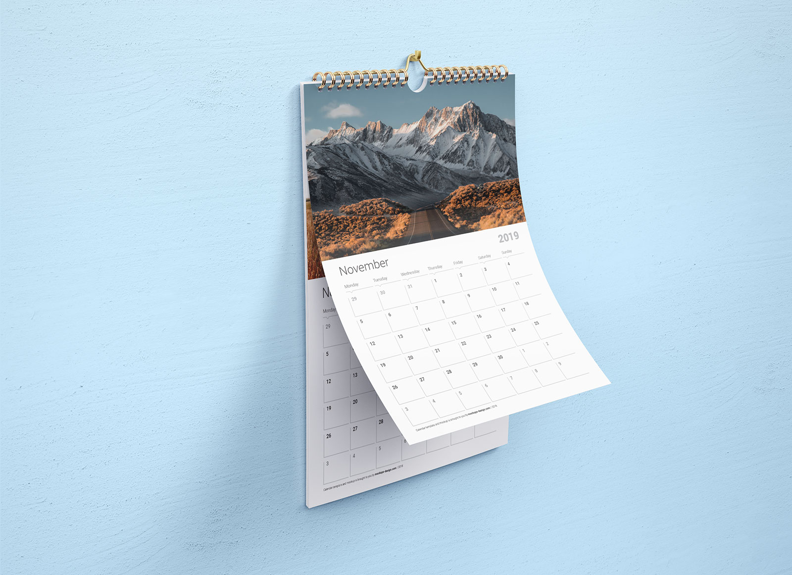 Premium Wall Calendar Mockup & Template Set 2019