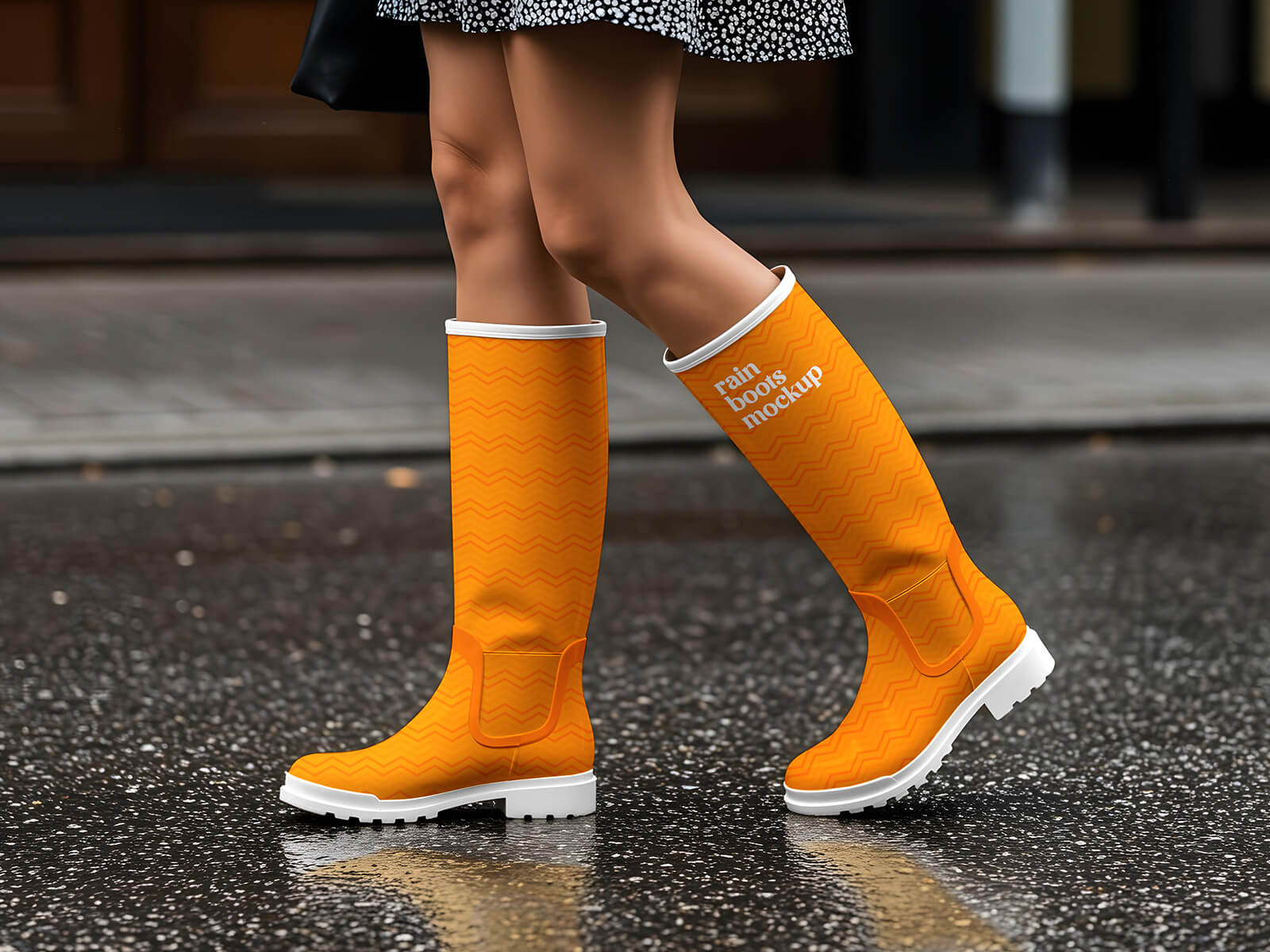 Rain Wellington Boots Mockup