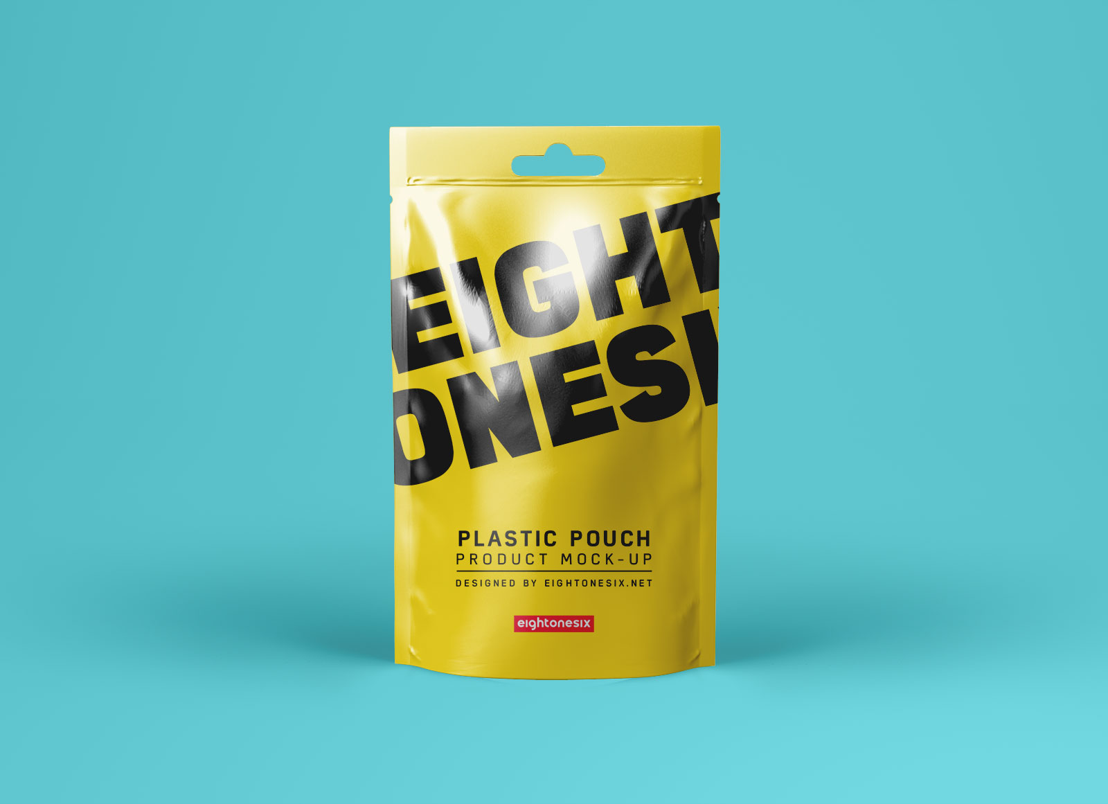 Realistic Standing Plastic Pouch Packaging Mockup
