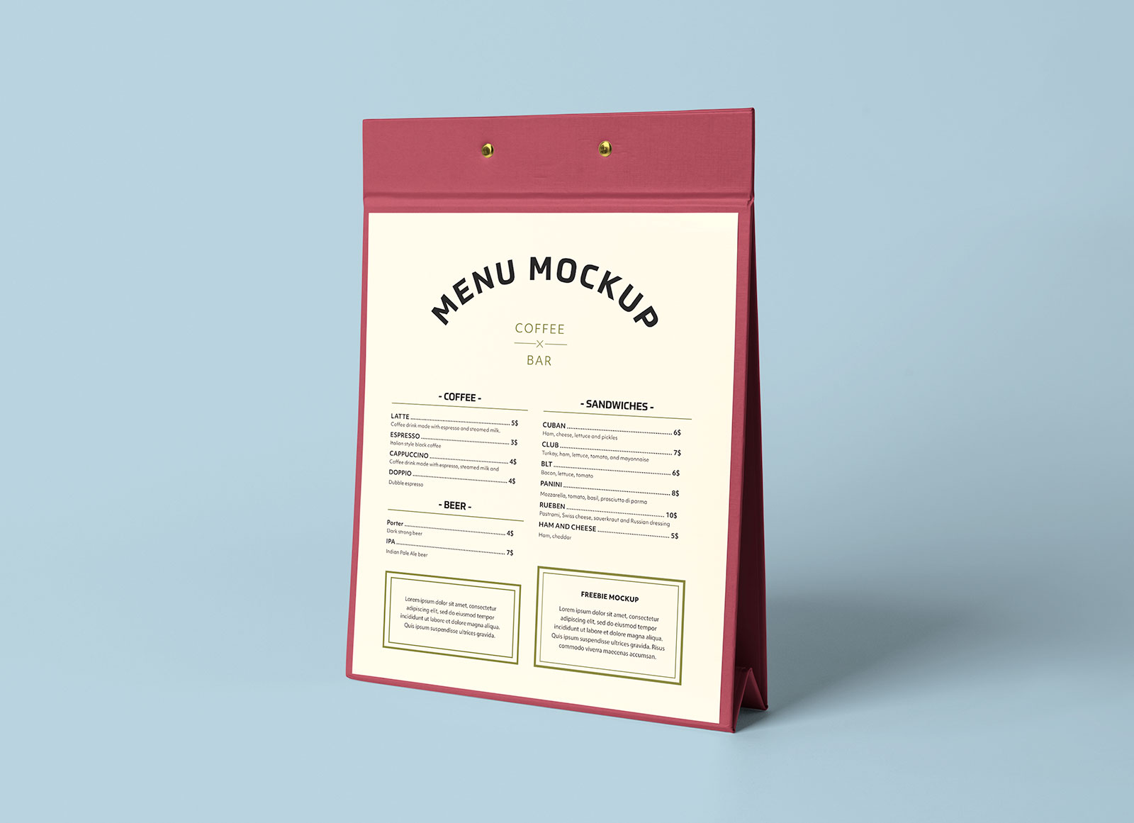 Restaurant- / Café -Menü Display Tischstand Mockup
