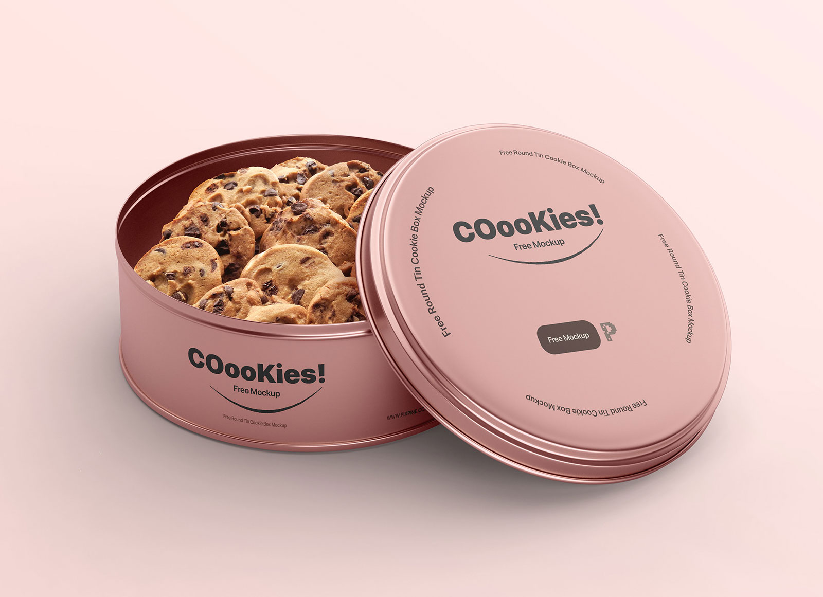 Round Tin Cookie Box Mockup