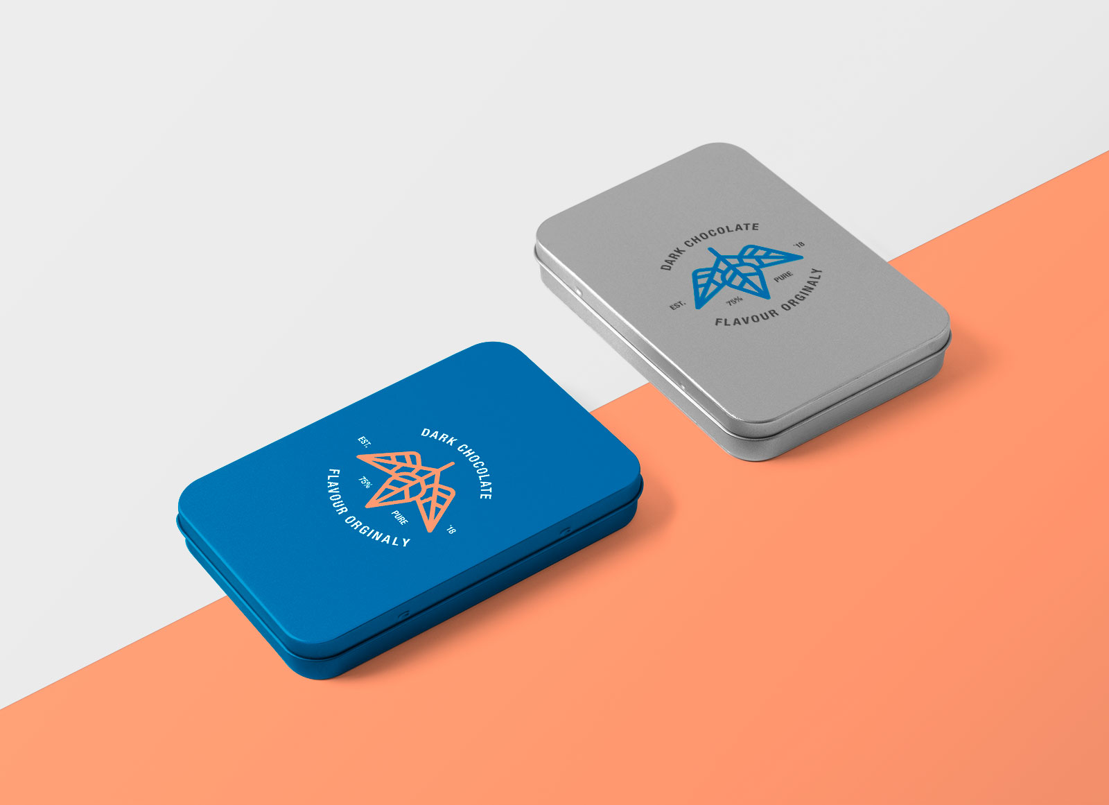 Rounded Rectangle Metal Box Packaging Mockup