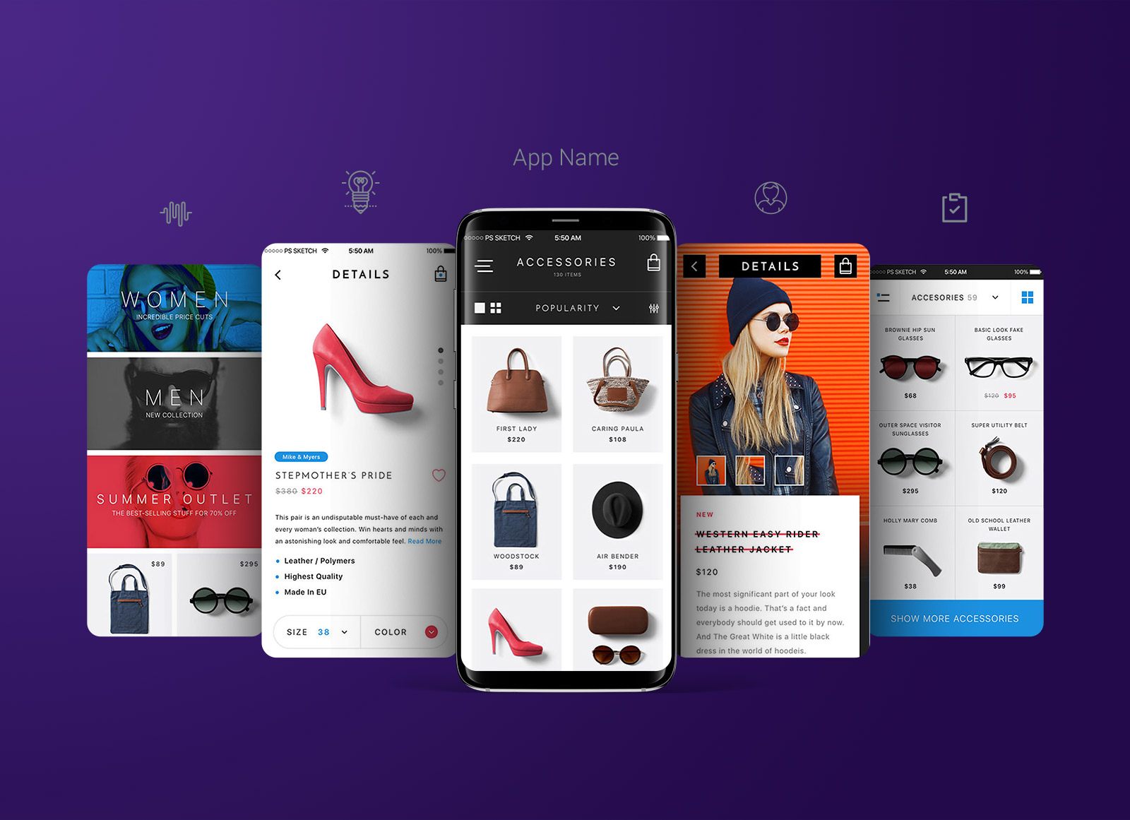 Samsung Galaxy S8 Plus App Screen Mockup