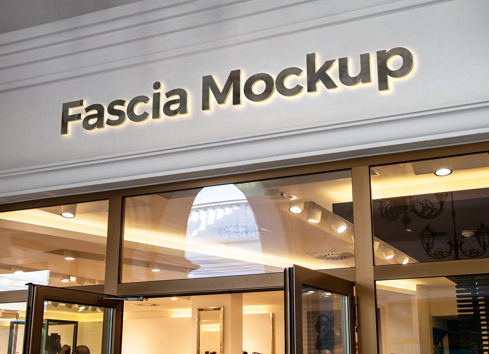 Nombre de la tienda Fascia retroiluminada del logotipo