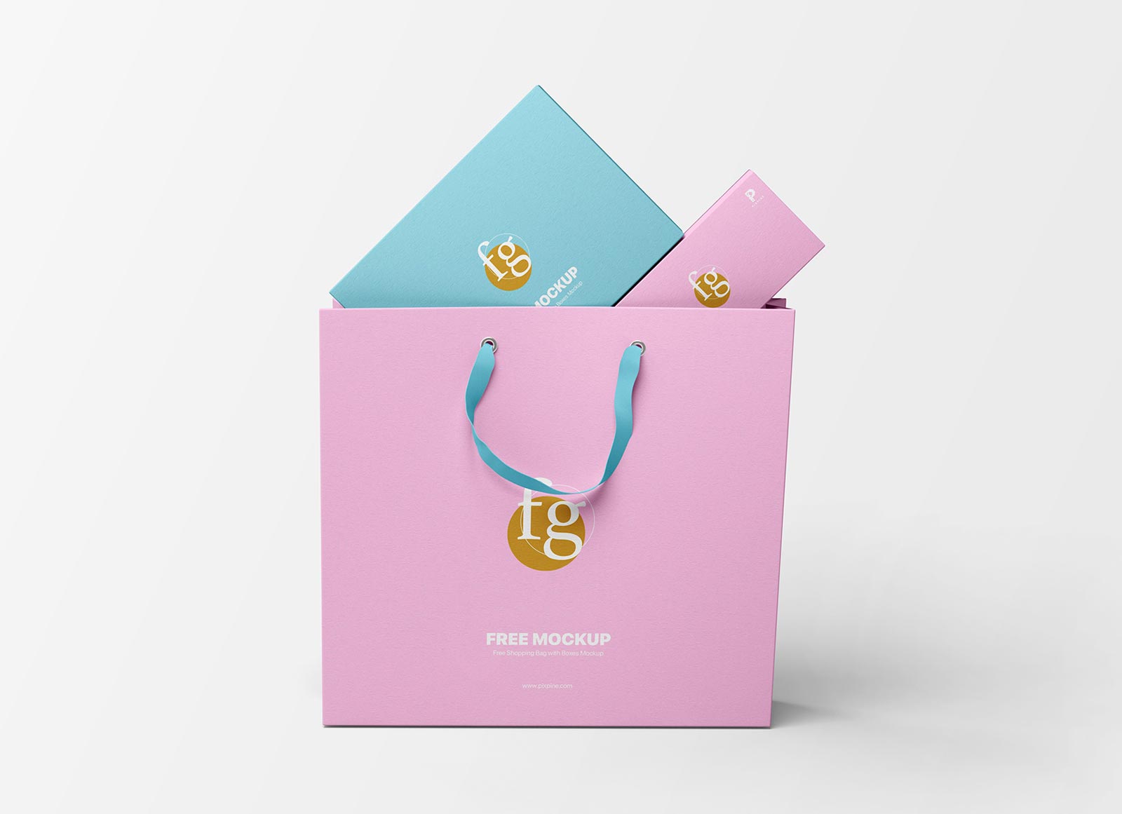 Shopping Bag With Boxes Mockup
