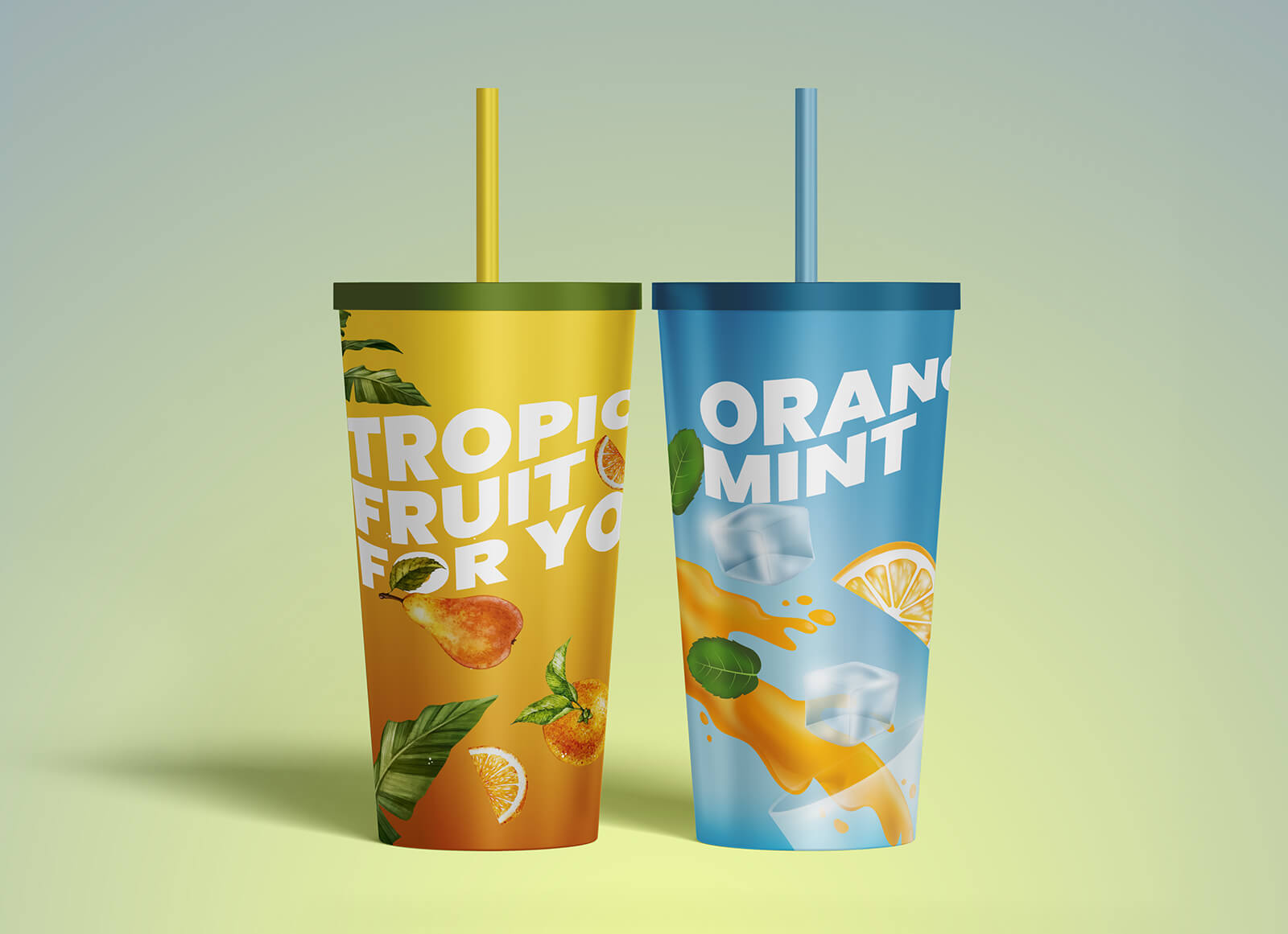 Disposable Soft Drink Cups Mockup