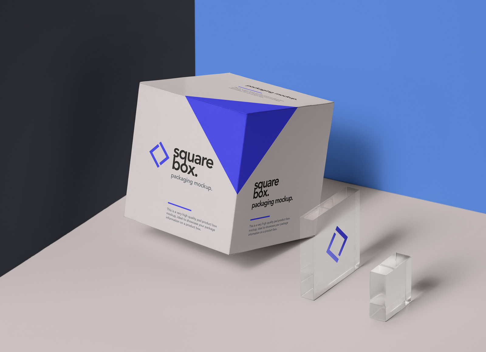 Cube Square Box Packaging Mockup Set