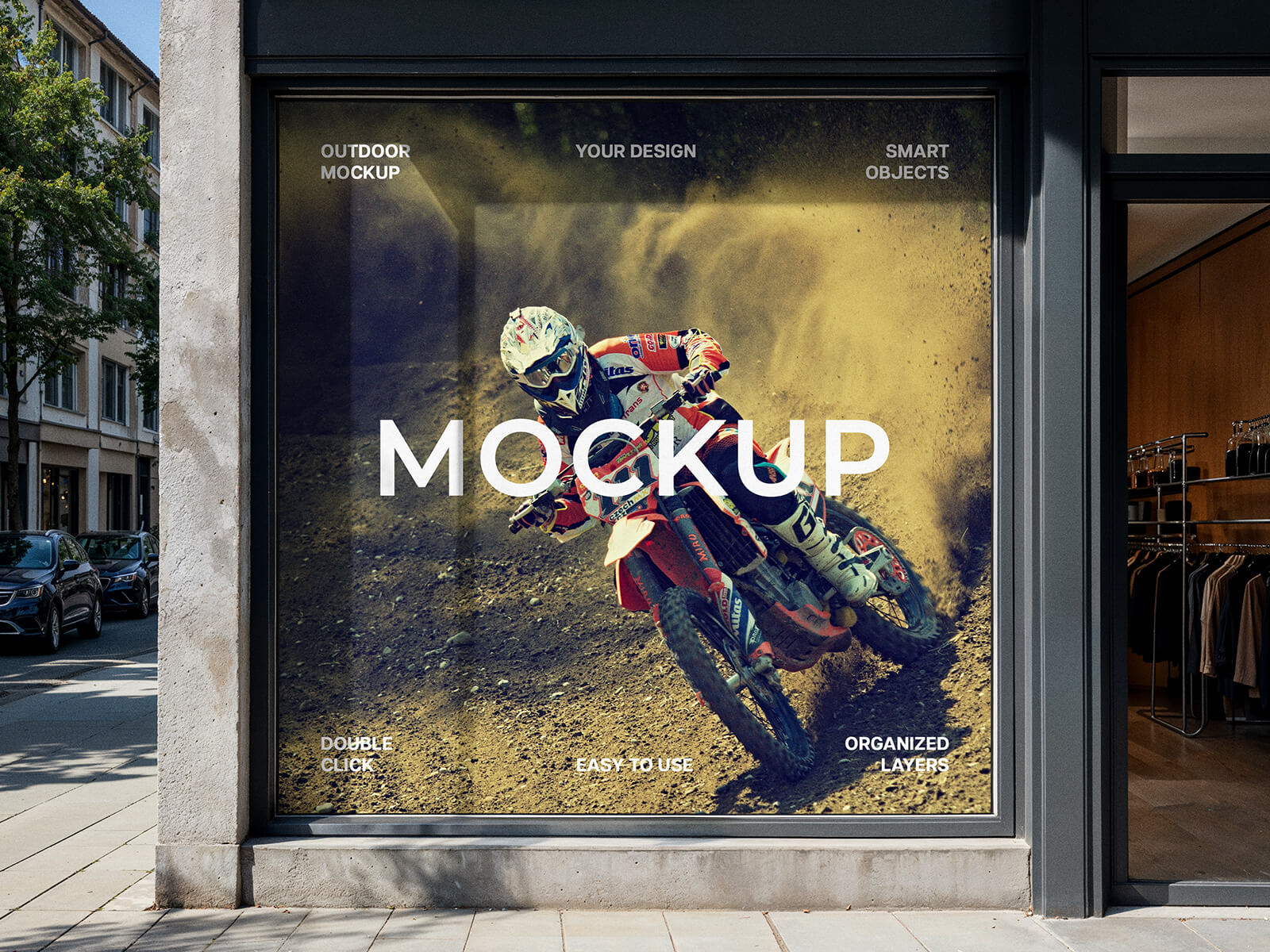 Square Storefront Full Window Poster Mockup