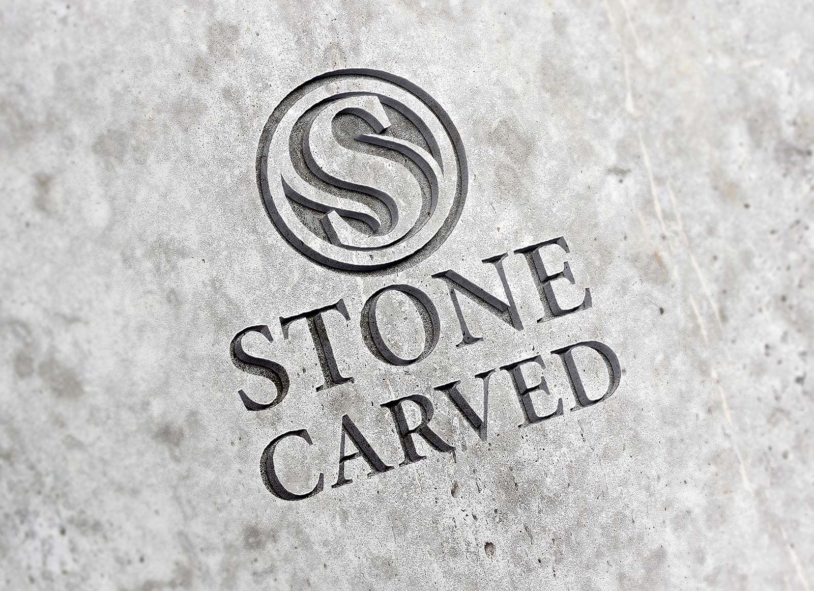 Maqueta de logotipo tallado de piedra
