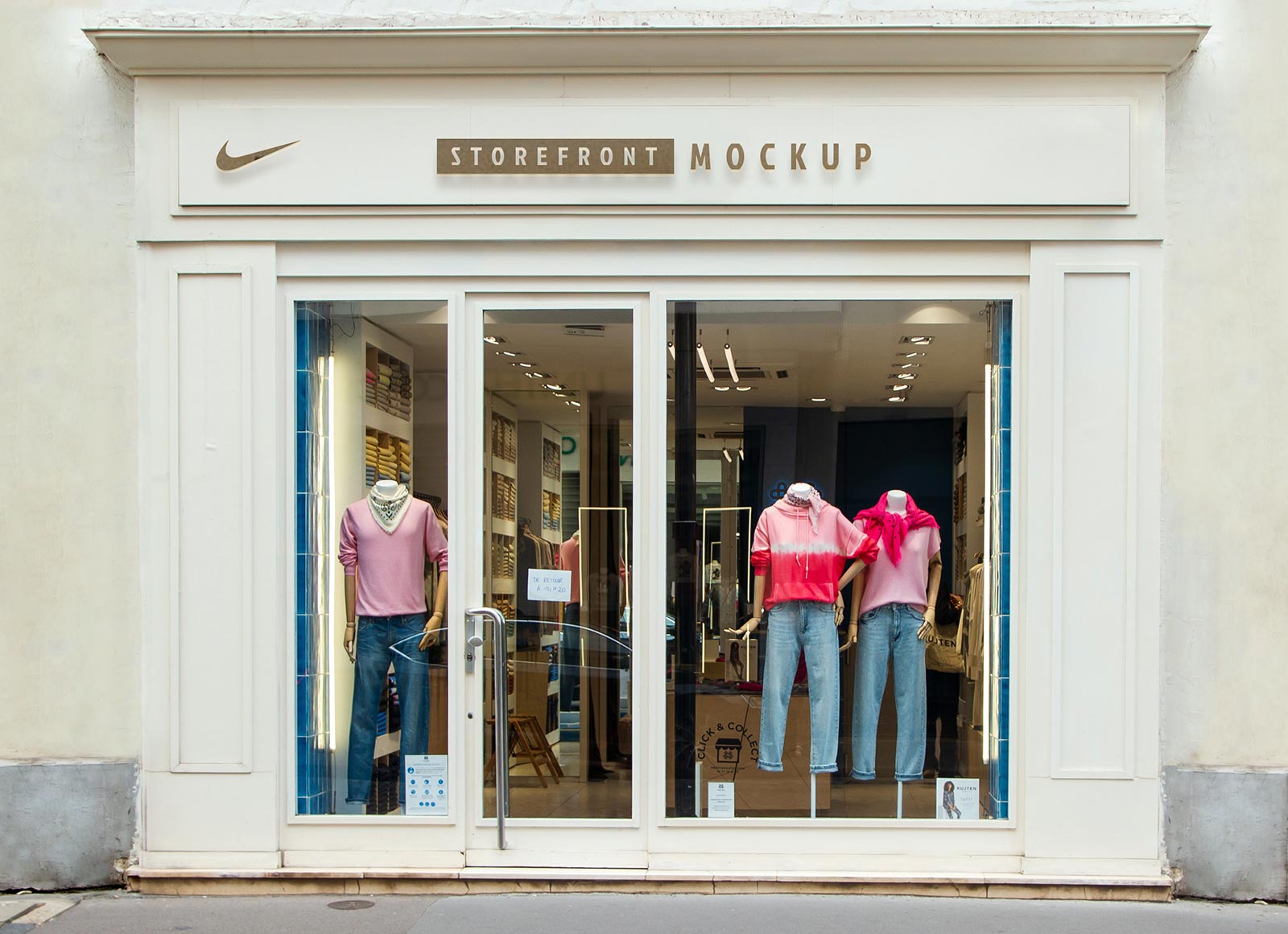 Kleidungsmarke Storefront Logo Mockup
