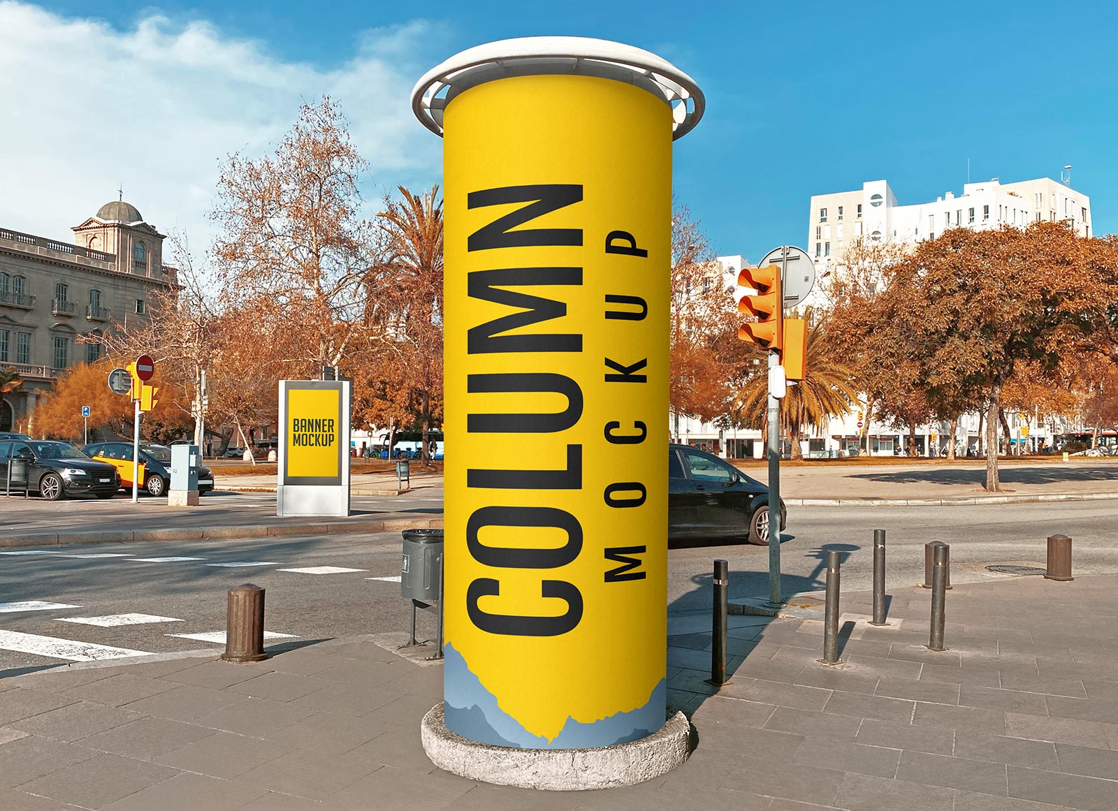 Street Advertising Column Mockup
