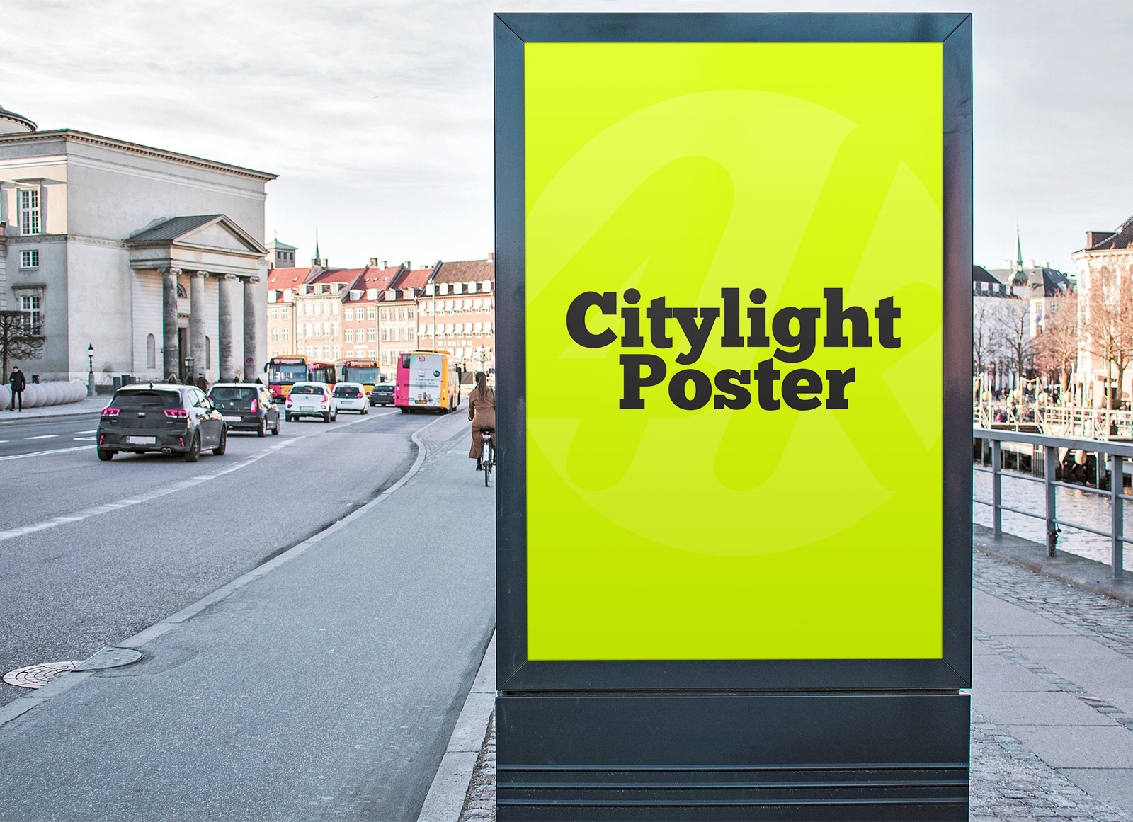 Maqueta de póster de luz de la ciudad de la calle