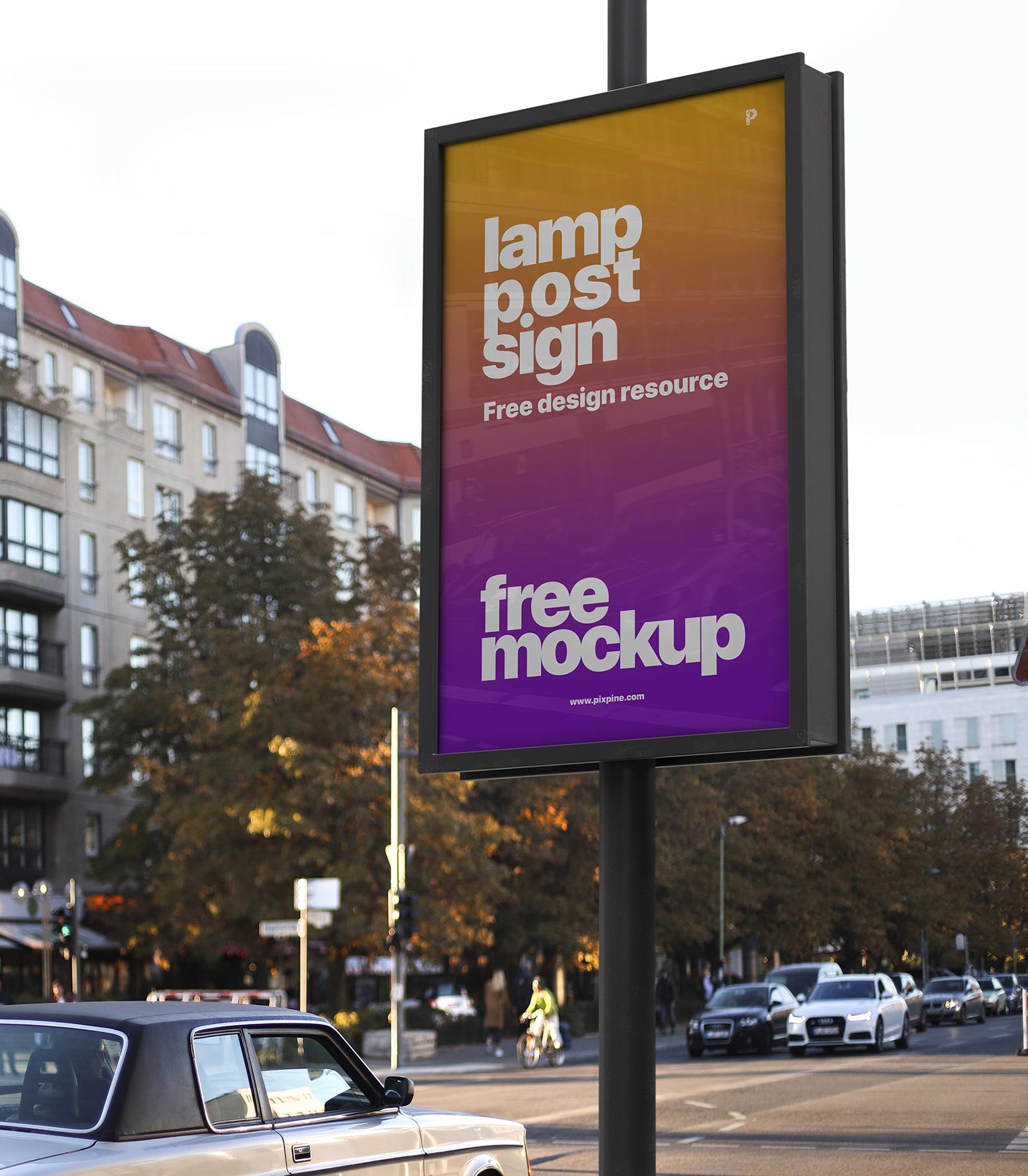 Street Lamp Post Advertising Mockup