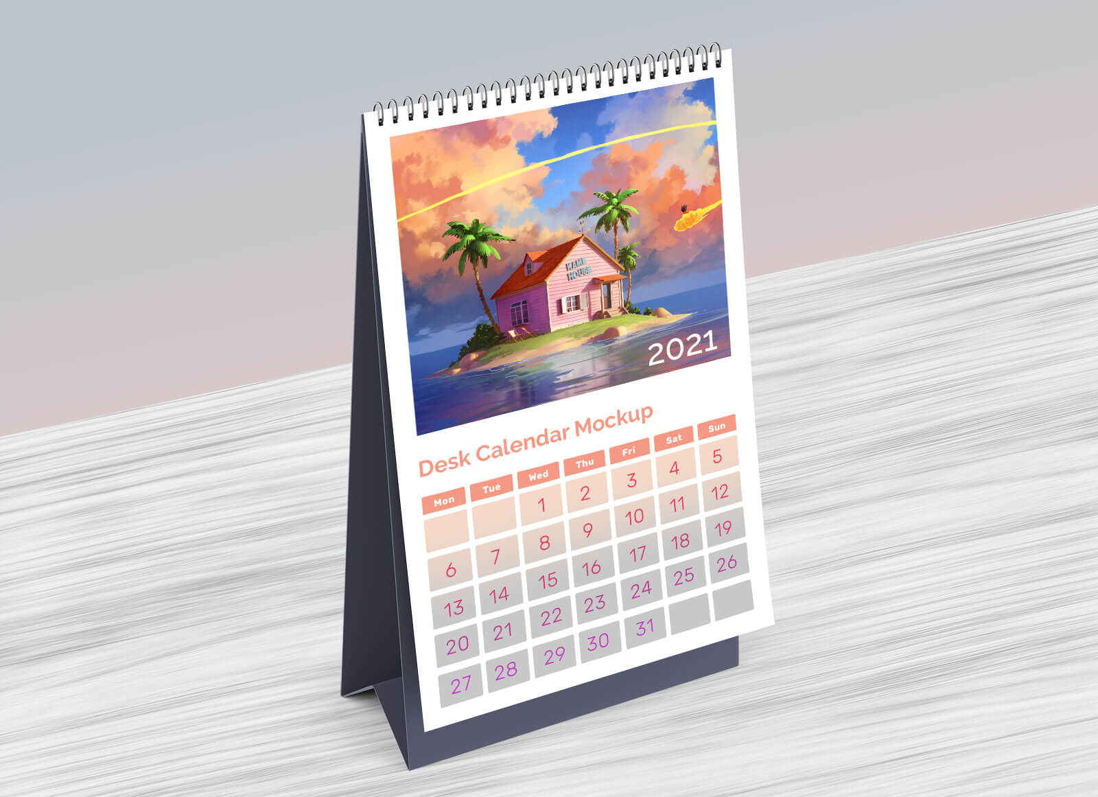 Calendario de mesa / escritorio 2021 maqueta