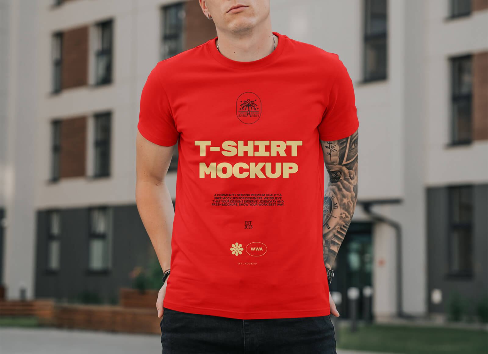 Tattooed Man T-Shirt Mockup