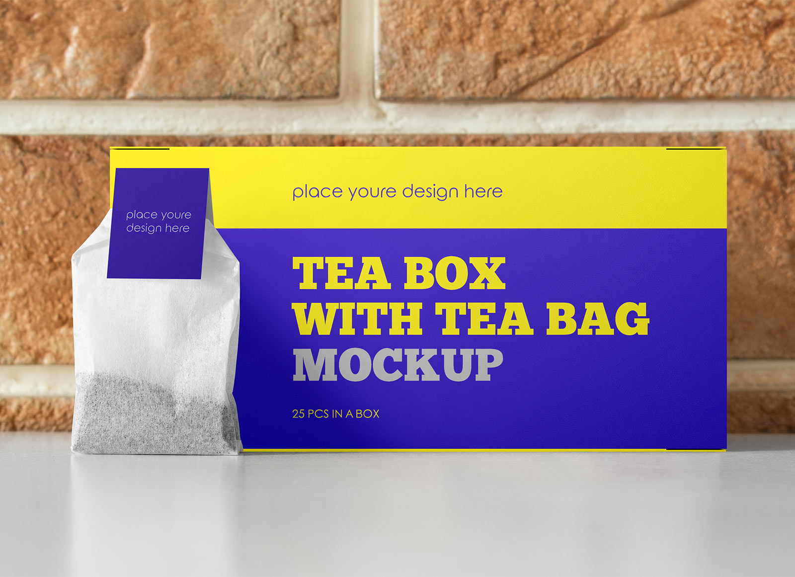 Tea Box With Tea Bag Mockup