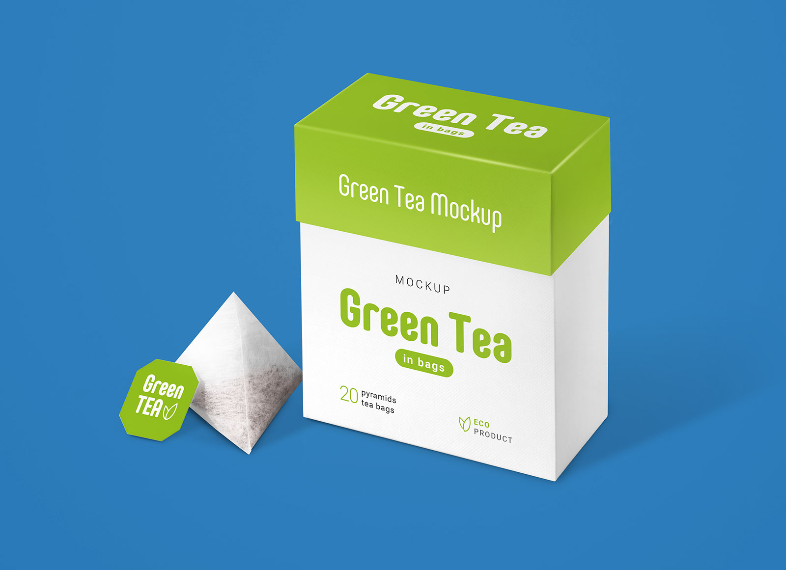 Tea Packaging and Tea Bag Tag Mockup Set