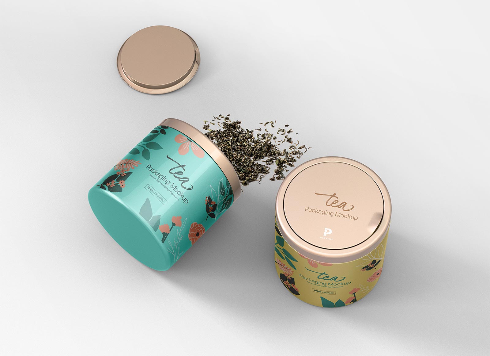 Tea Tin Metal Container Mockup