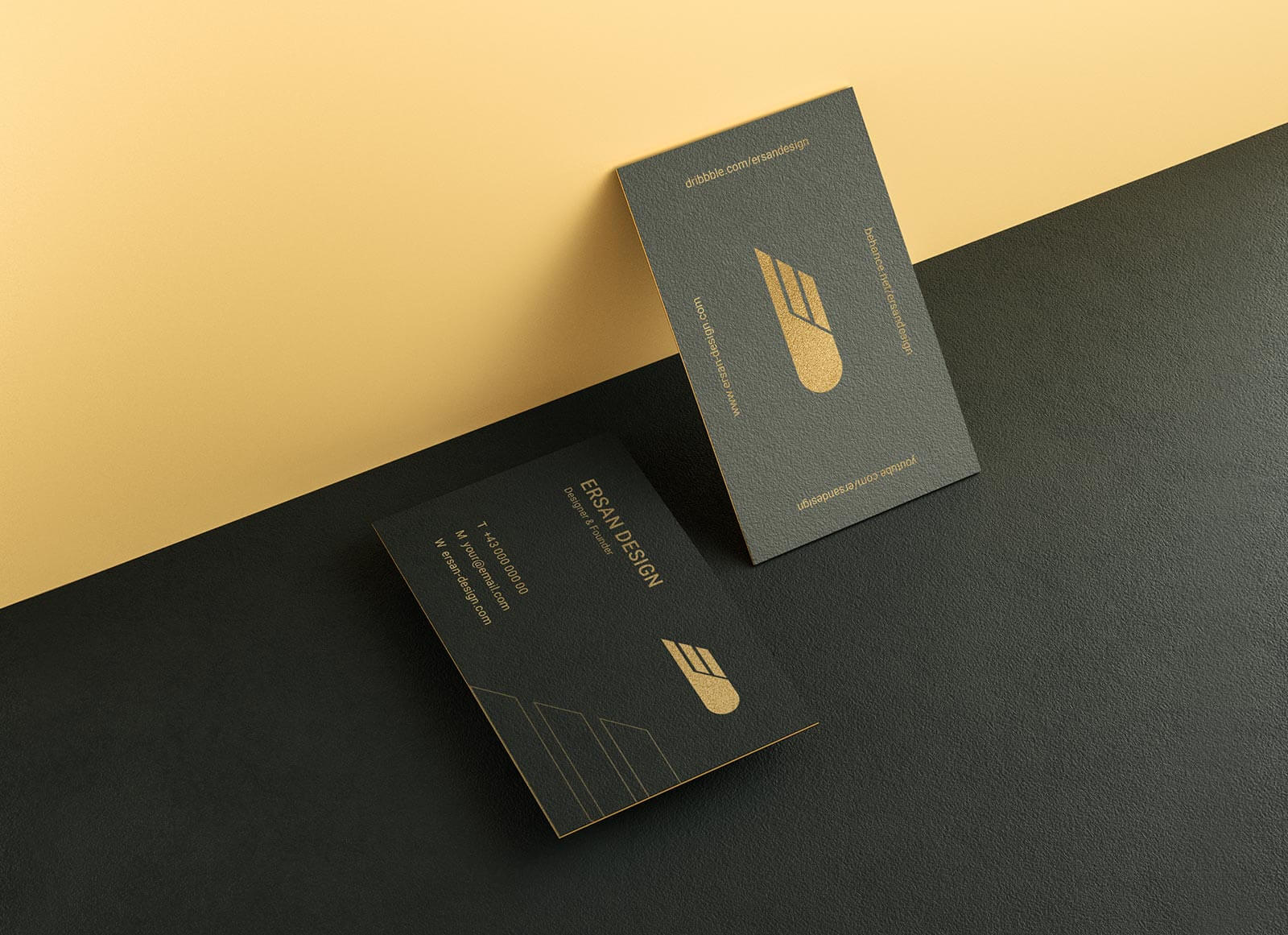 Textured Gold Foil Business Card Mockup