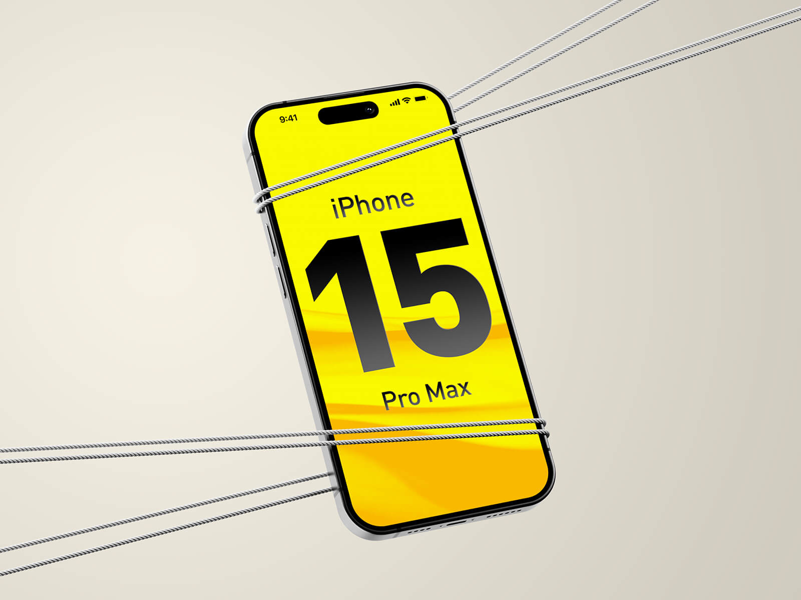 Empatado con cuerdas iPhone 15 Pro Max maCkup