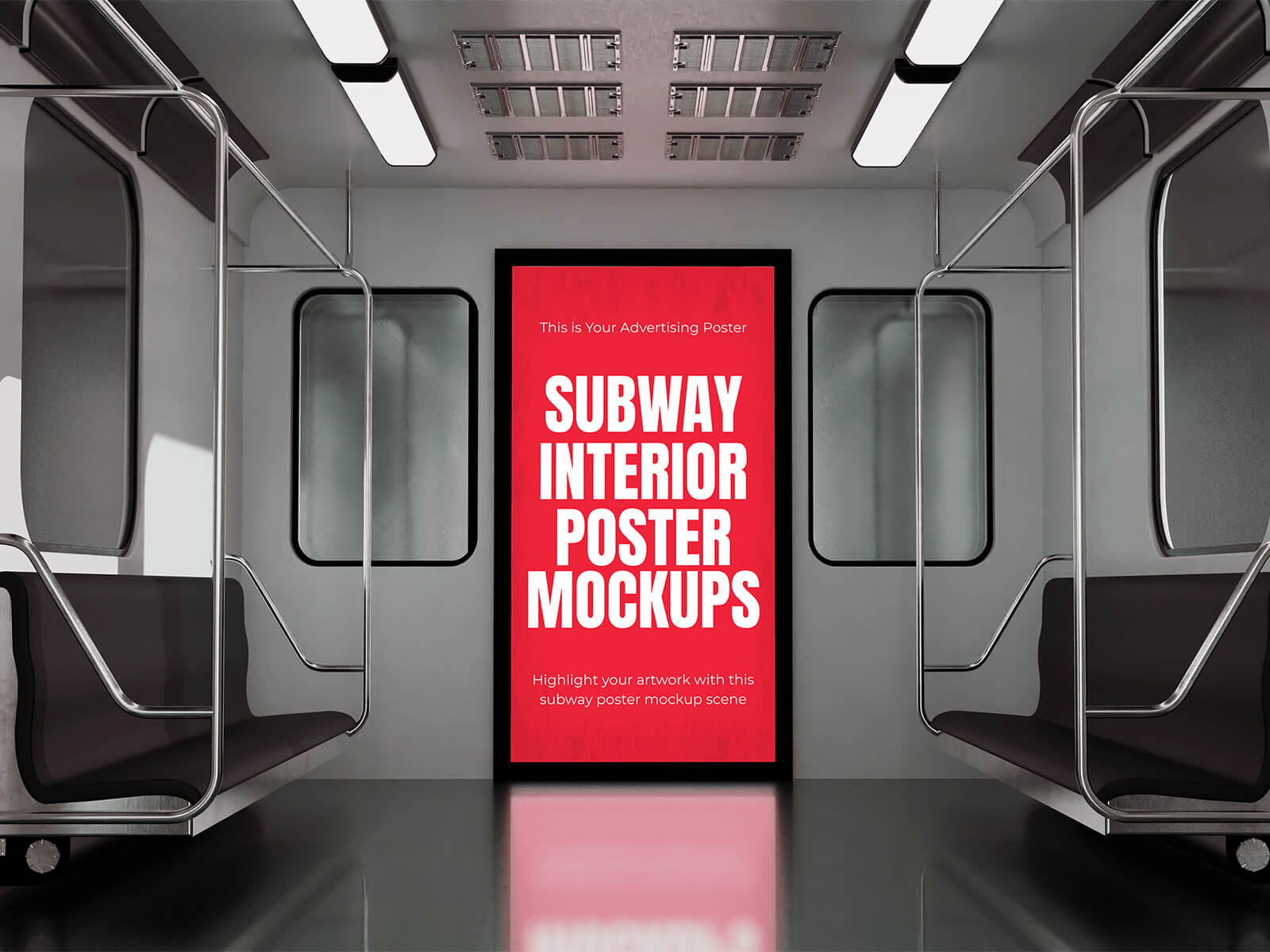 Maqueta de póster interior de tren subterráneo de tránsito
