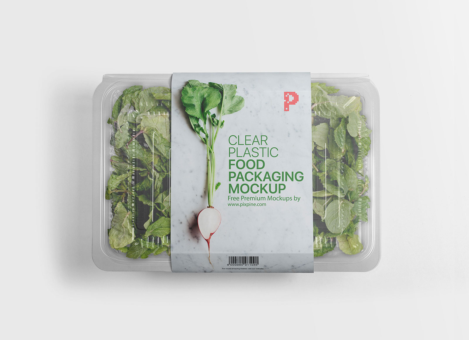 透明なプラスチック野菜 /フードパッケージのモックアップ