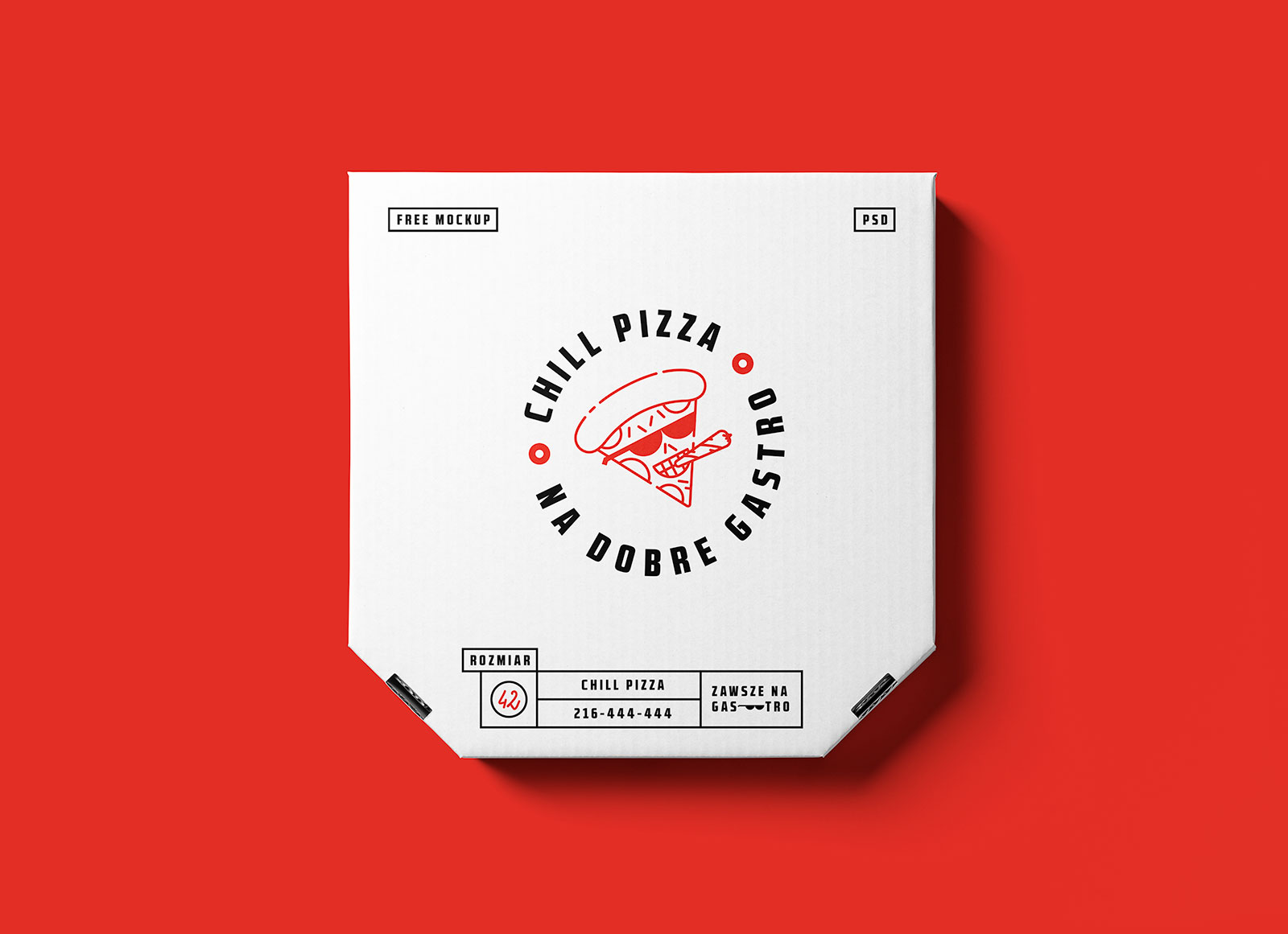 Maqueta de embalaje de caja de pizza blanca