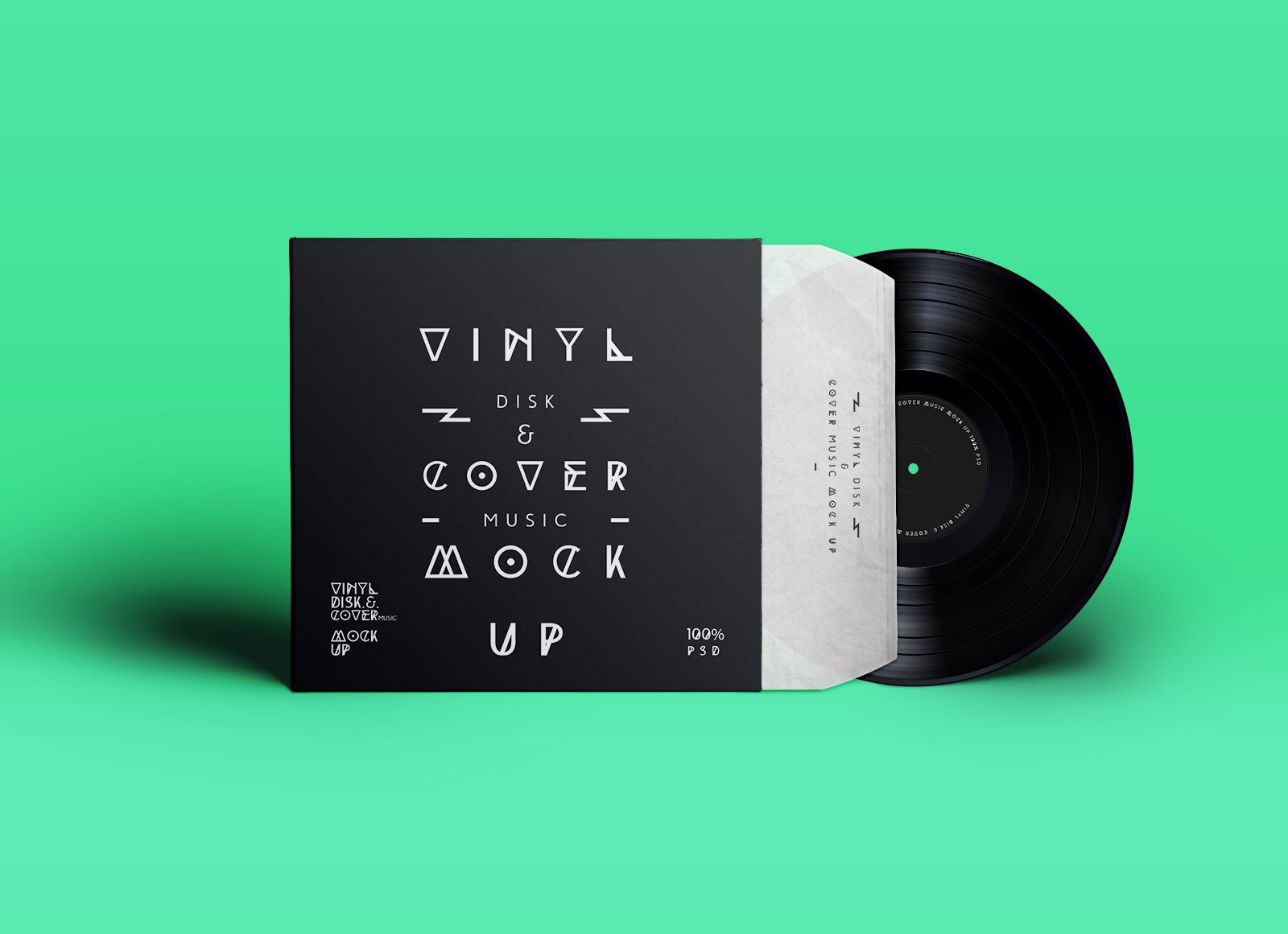 Vinyl Record Disc & Cover Packaging Mockup
