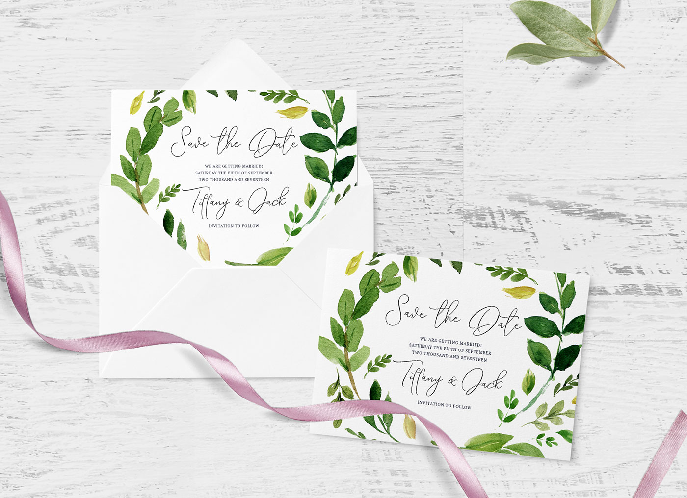 wedding invitation card & envelop mockup | free psd templates