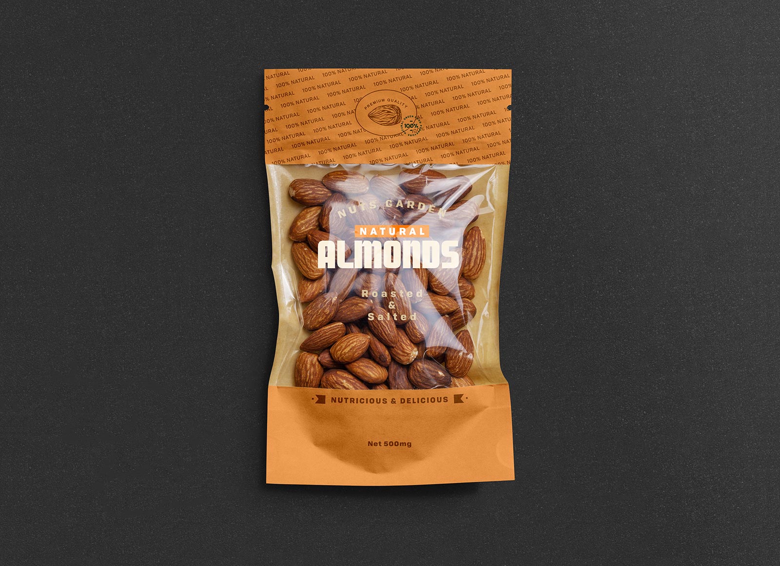 Window Pouch Almond Packaging Mockup