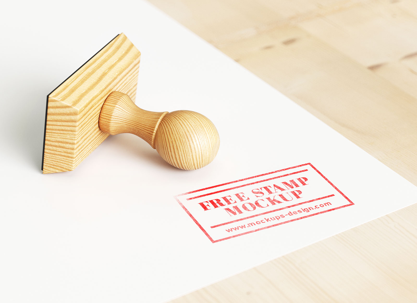 Wooden Rubber Stamp Mockup