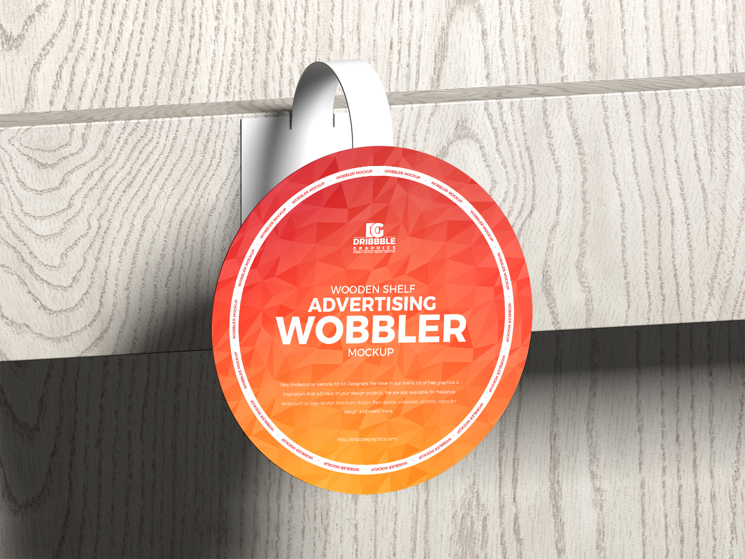 Wooden Shelf Advertising Wobbler Mockup