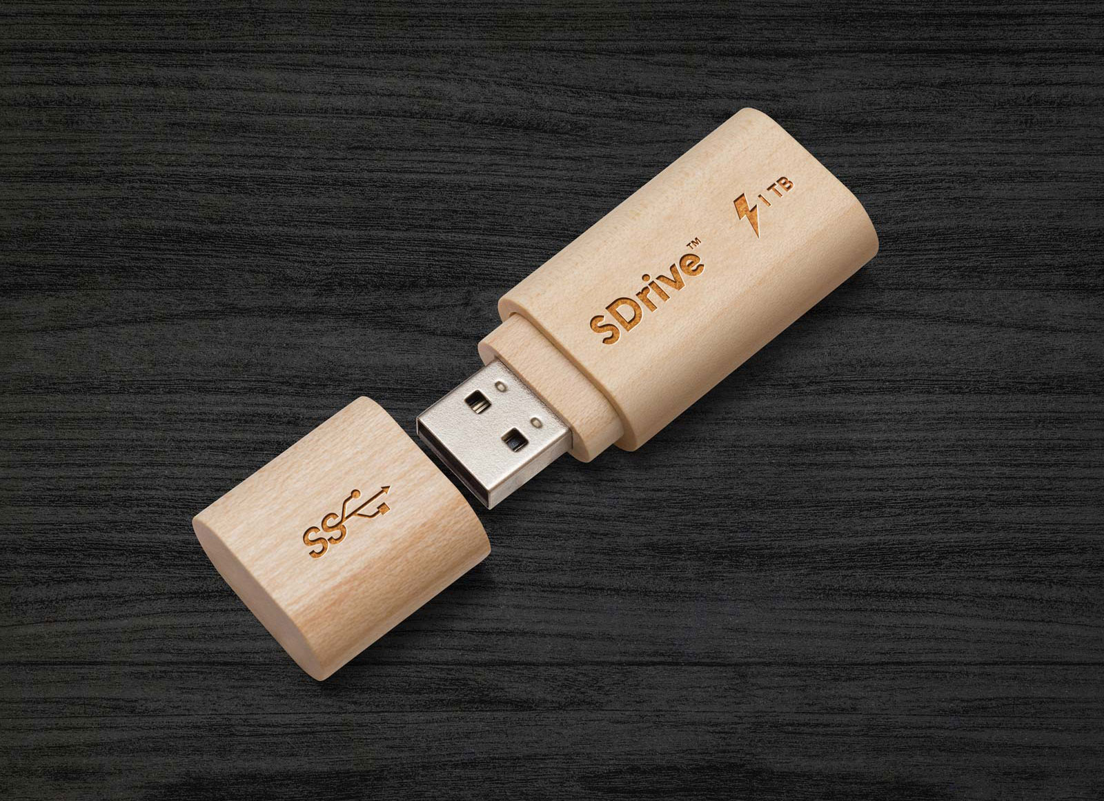 Maqueta de unidad flash de madera USB