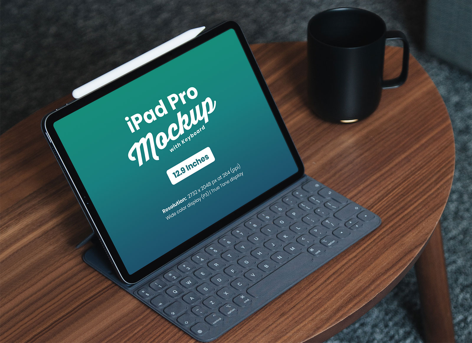 iPad Pro 2018 Mockup with Keyboard