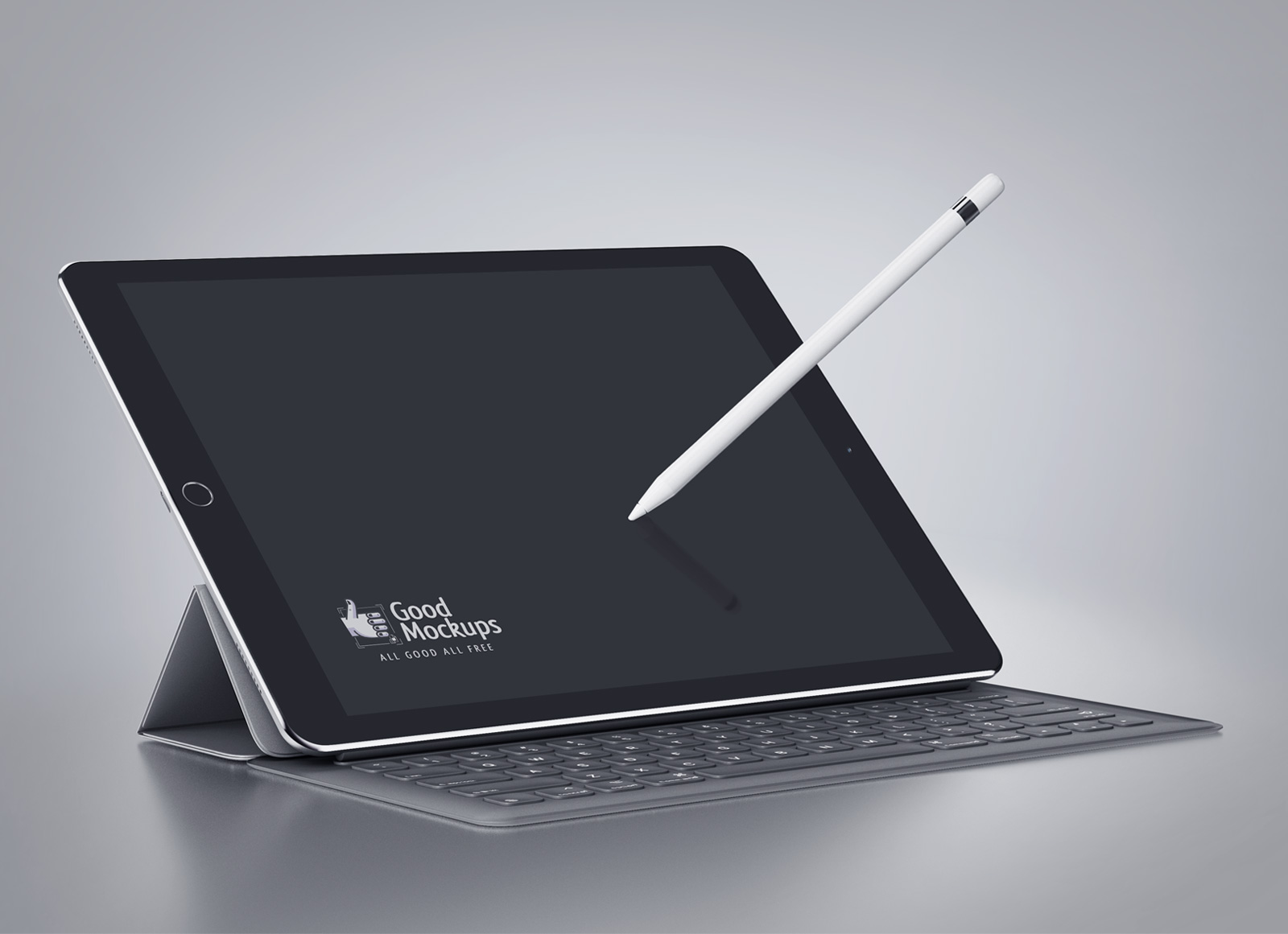 Black Apple iPad Pro Mockup mit intelligenter Tastatur