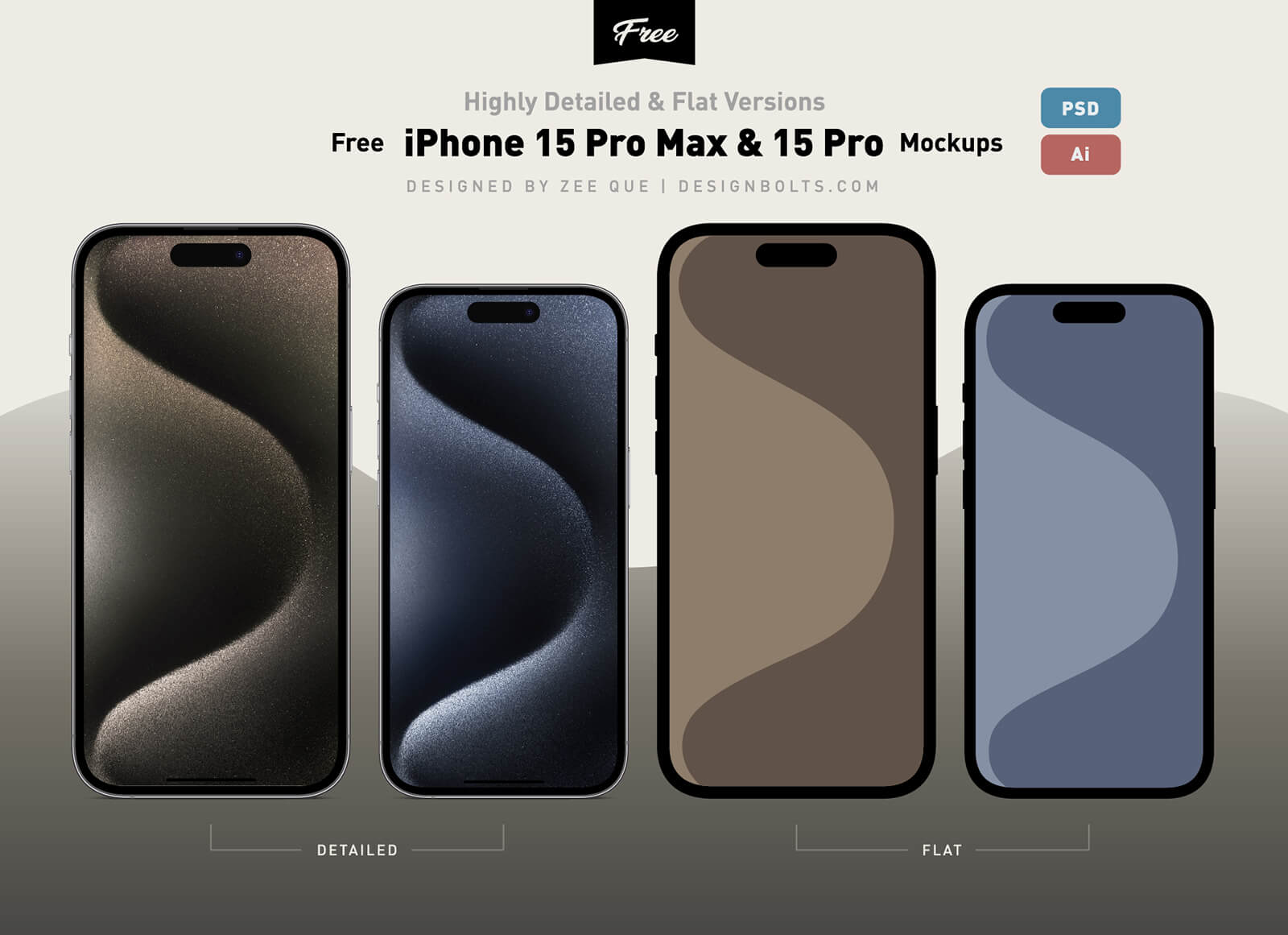 iPhone 15 Pro Max Mockup PSD & Vector Ai Files