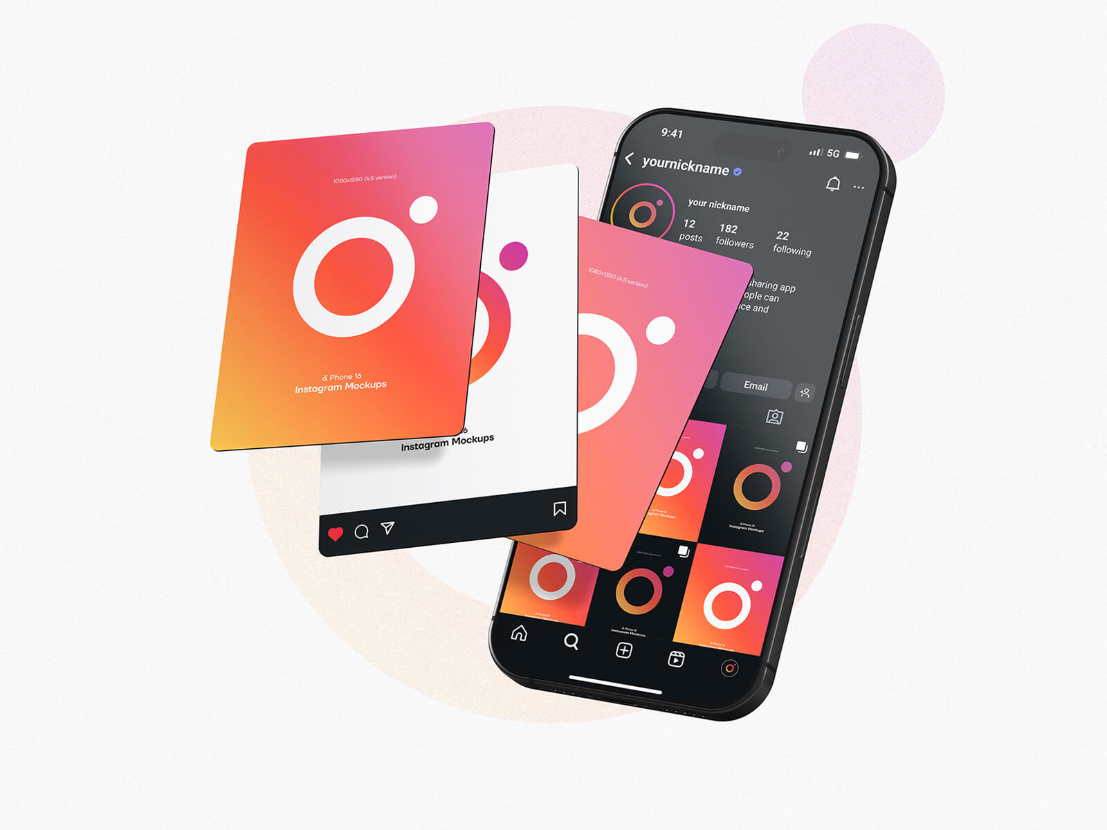 iPhone 16 Instagram (Anzeige - Post -Feed) Mockup Kit