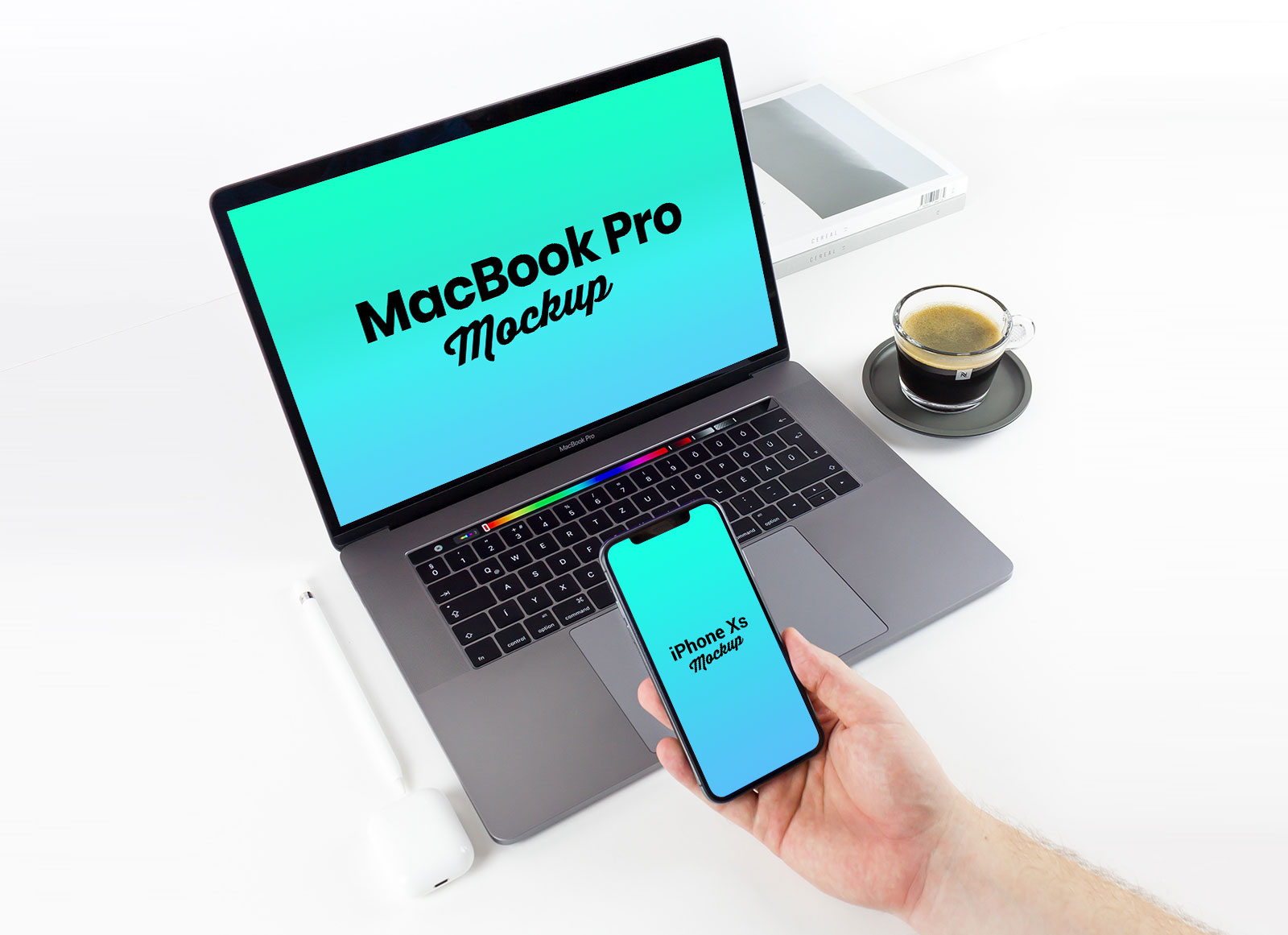 Mockup de iPhone XS y MacBook Pro 2018