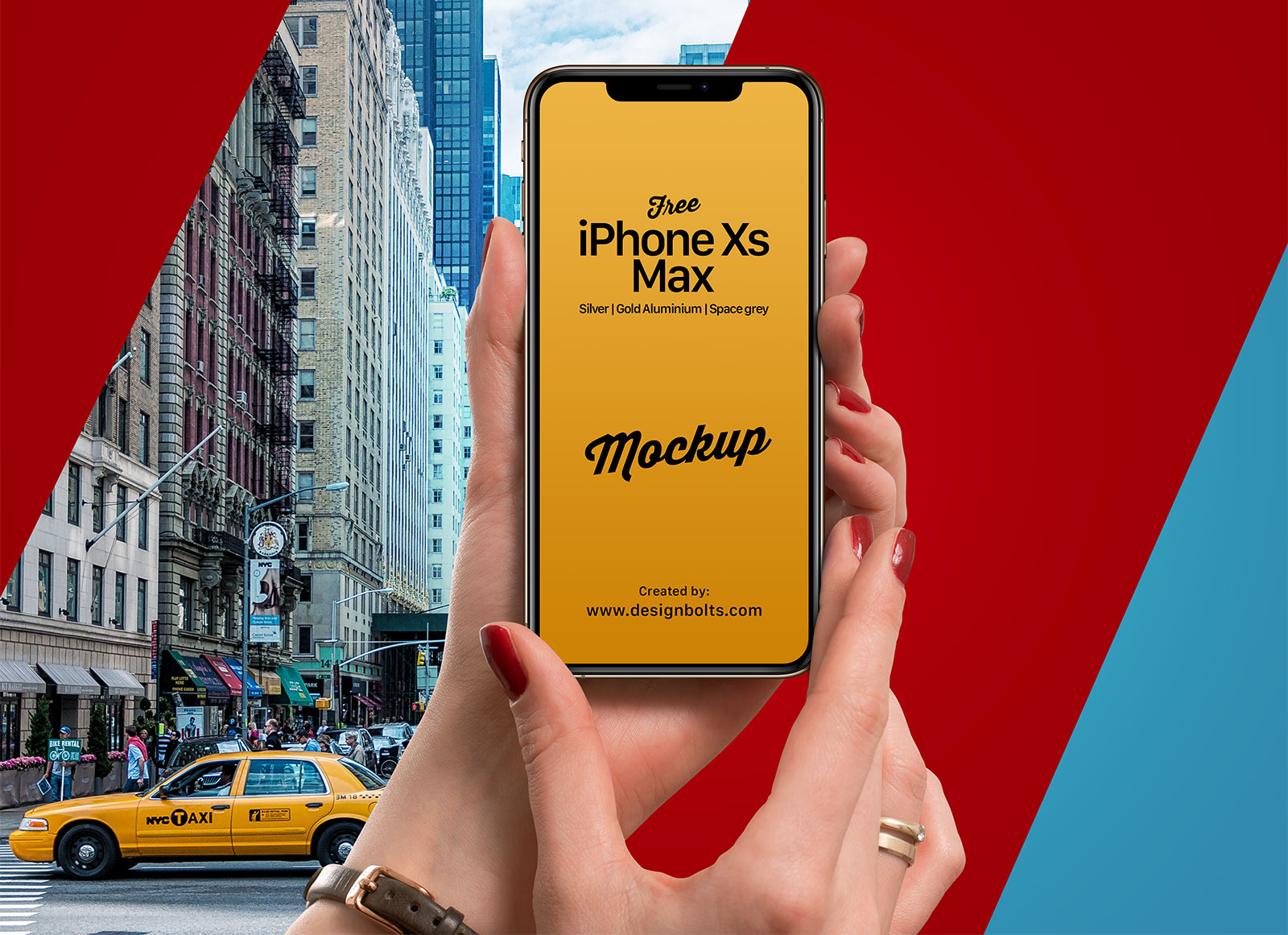 Apple iPhone XS Max en la maqueta de fotos de mano femenina