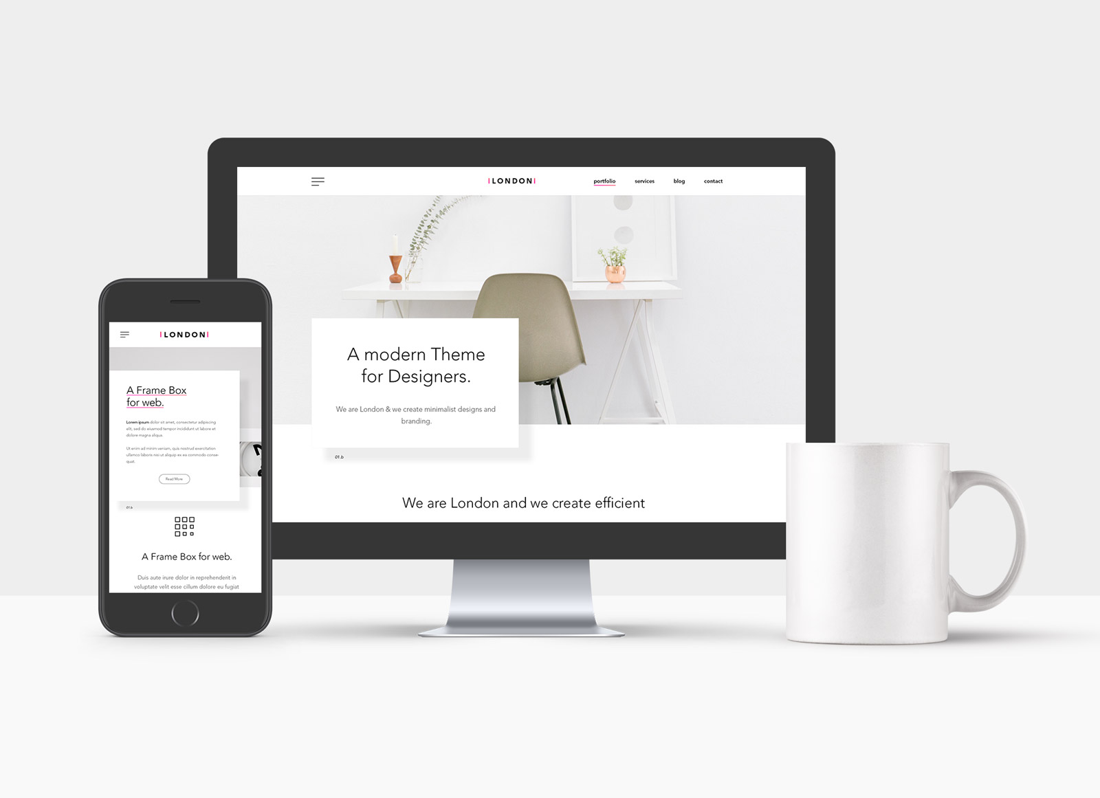 iPhone、iMac＆Coffee Mugのモックアップ