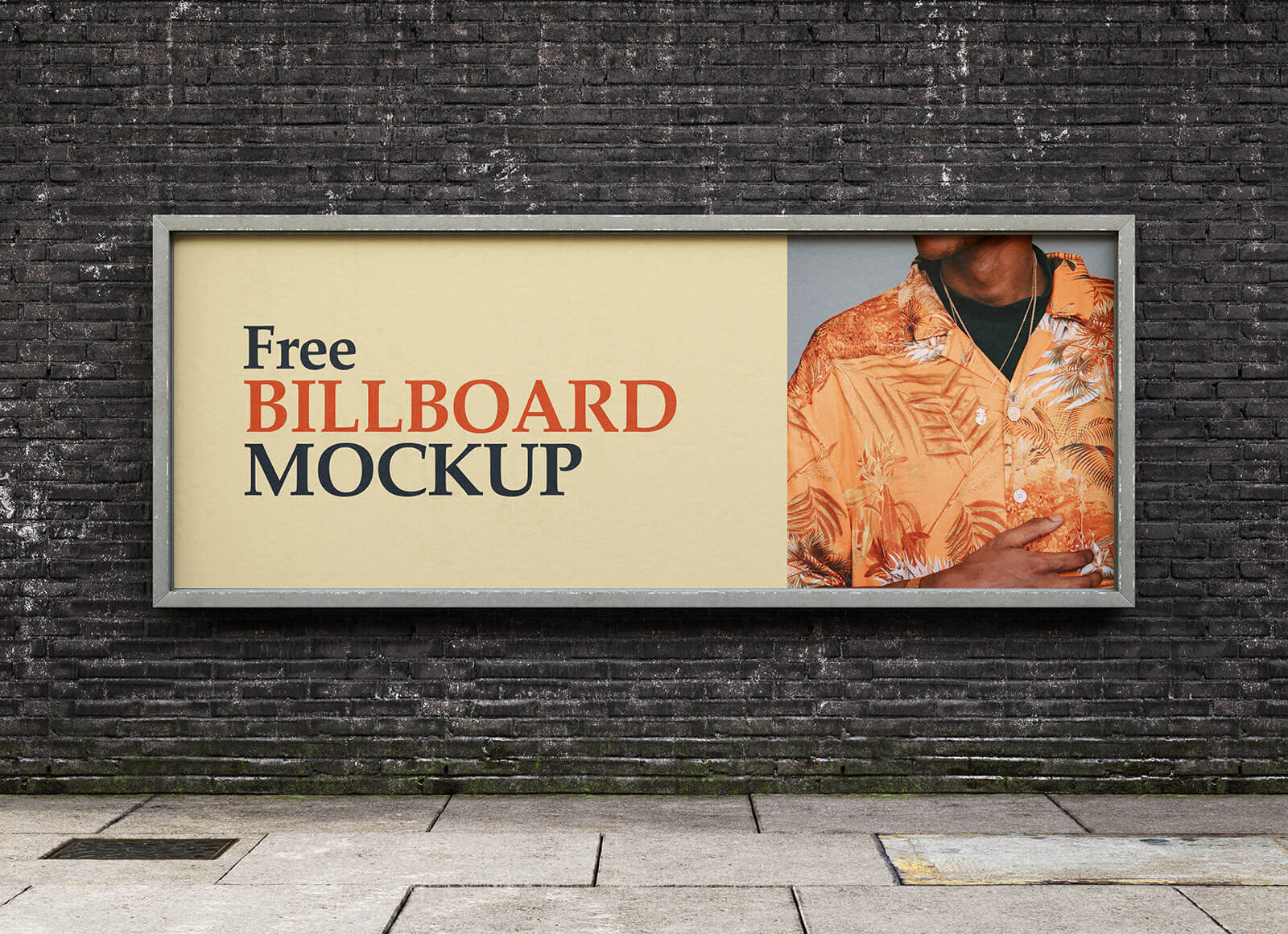 Brick Wall Street Billboard Mockup